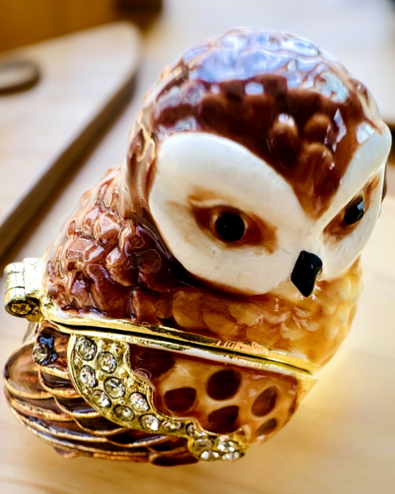 "Urocza Sówka z Kryształkami - Skrytka na Biżuterię z możliwością personalizacji grawerem, prezent" in Italian is:
"Gufetto Incantevole con Cristalli - Scrigno per Gioielli con possibilità di personalizzazione con incisione, regalo"