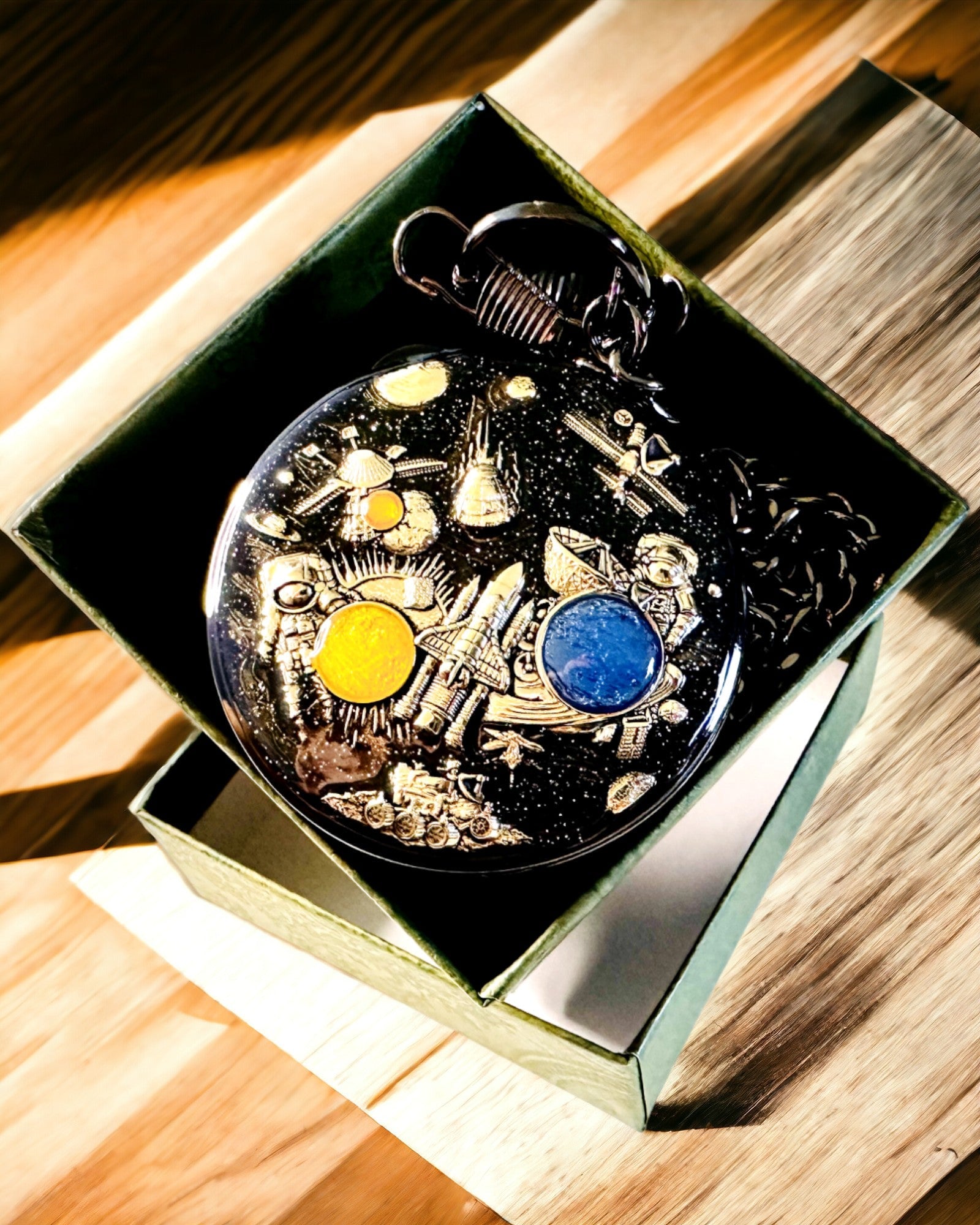 Orologio da tasca "Astrum Temporis" - Cornice nera. Possibilità di personalizzazione con incisione