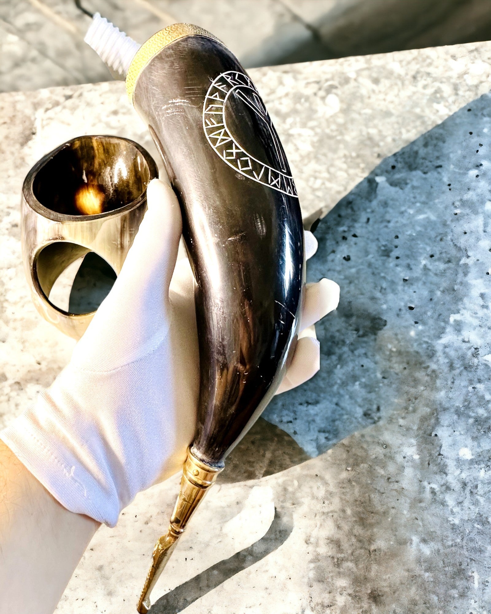 Tazza Corno "Viking Valor" - Incisa a Mano, Qualità Premium - 4 varianti disponibili