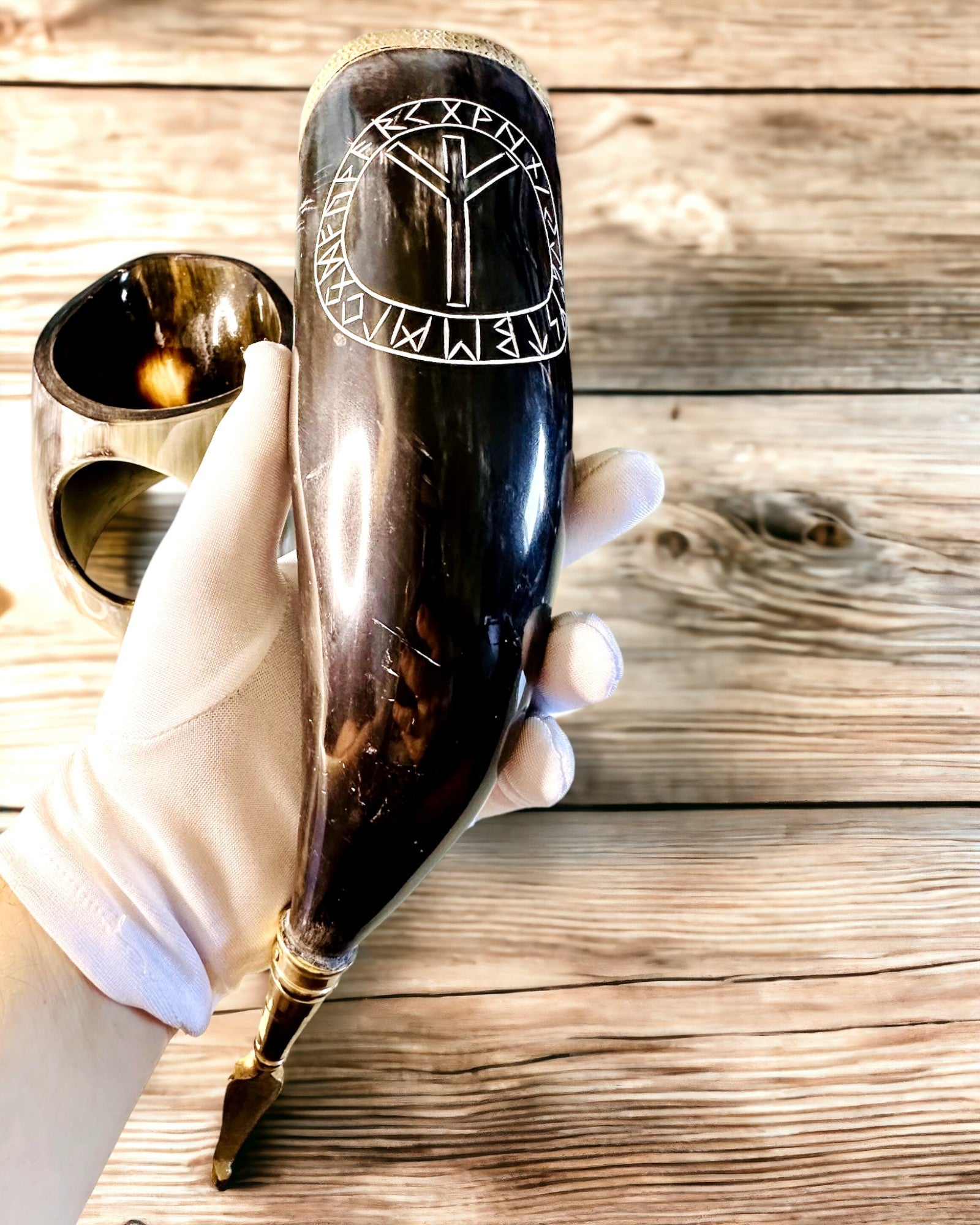 Tazza Corno "Viking Valor" - Incisa a Mano, Qualità Premium - 4 varianti disponibili