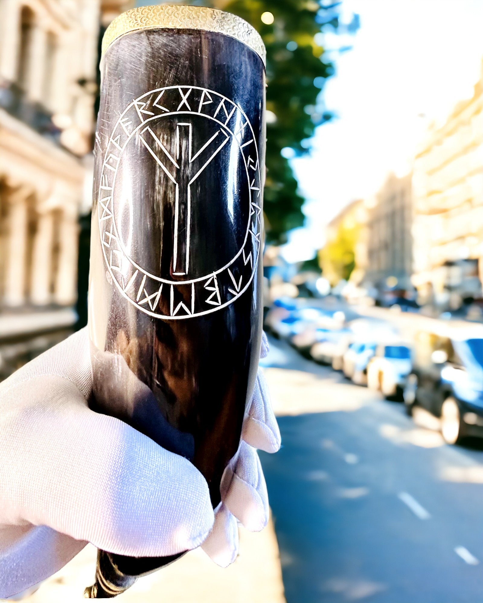 Tazza Corno "Viking Valor" - Incisa a Mano, Qualità Premium - 4 varianti disponibili