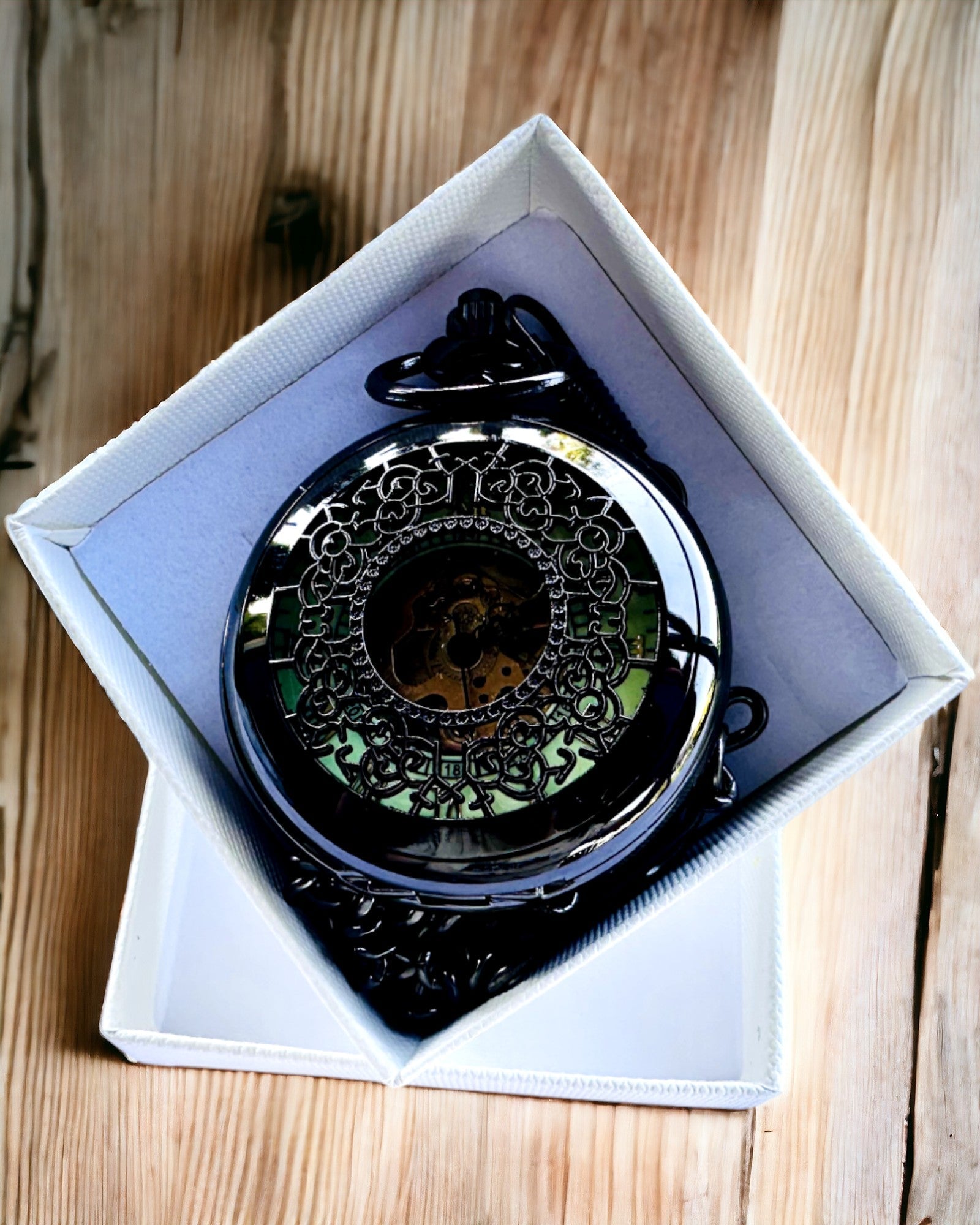 Orologio da tasca "Eterna Eleganza", regalo personalizzato, incisione. Colore nero
