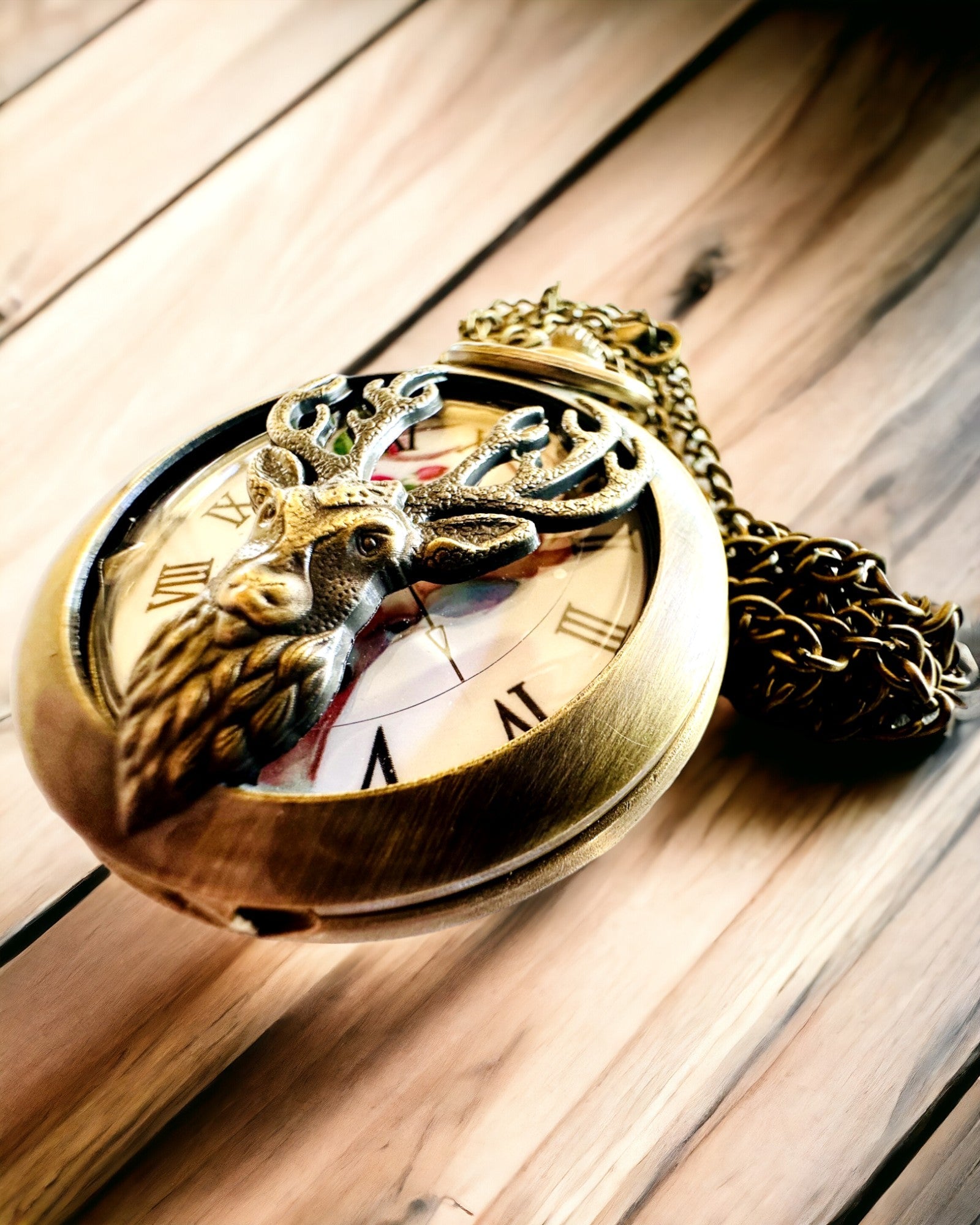 Orologio da tasca Guardiano della Foresta - Elegante orologio con motivo di cervo, possibilità di personalizzazione con incisione