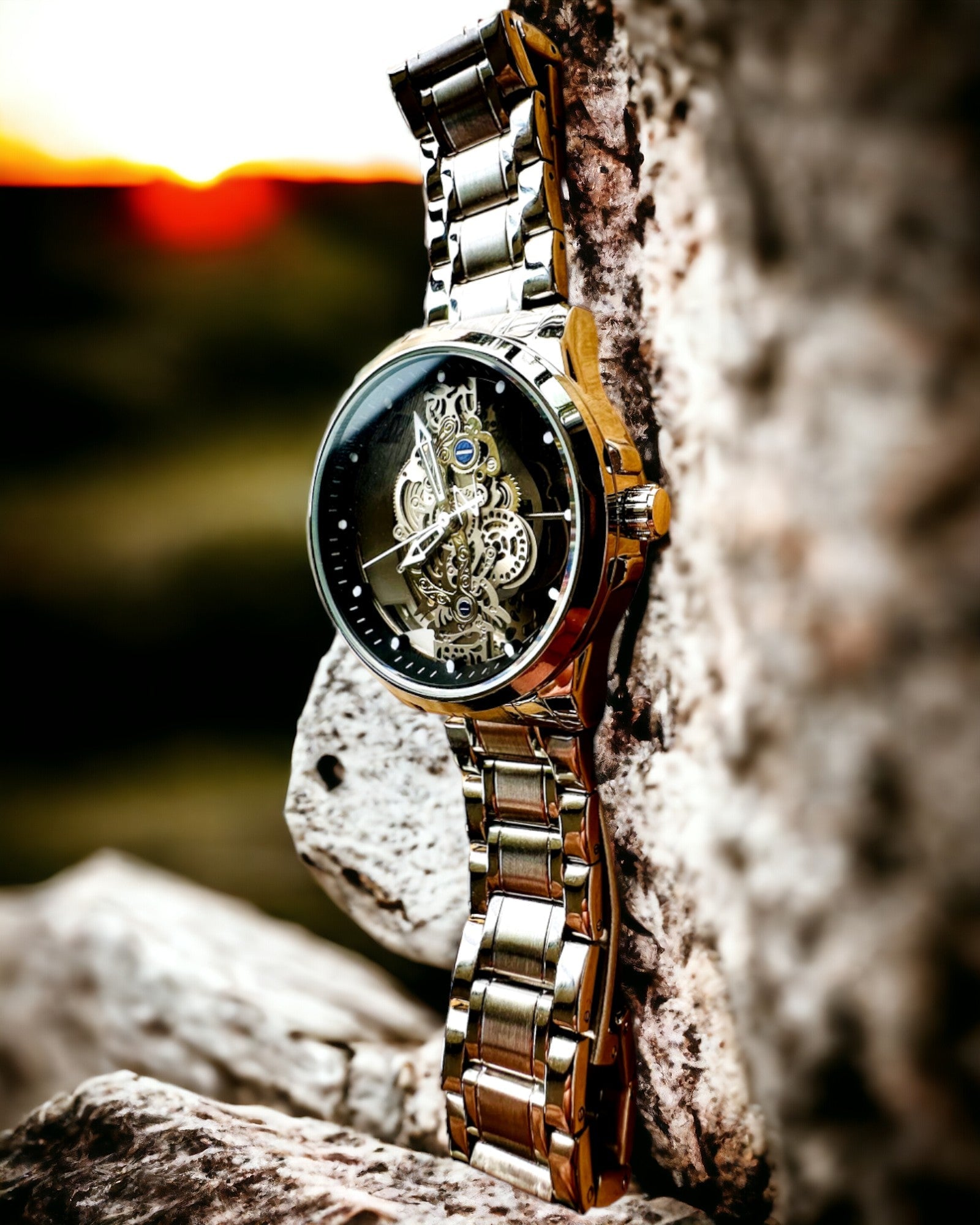 Orologio da uomo elegante KIMSDUN Prestige Meccanismo Trasparente ed Eleganza Sportiva, possibilità di personalizzazione con incisione