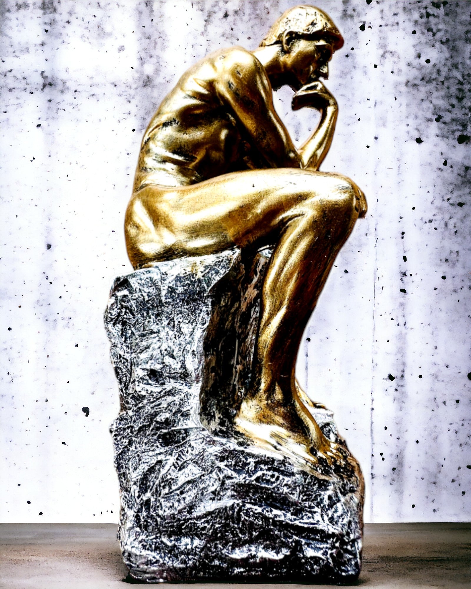Pensatore Dorato - Statuetta in resina, personalizzazione con incisione