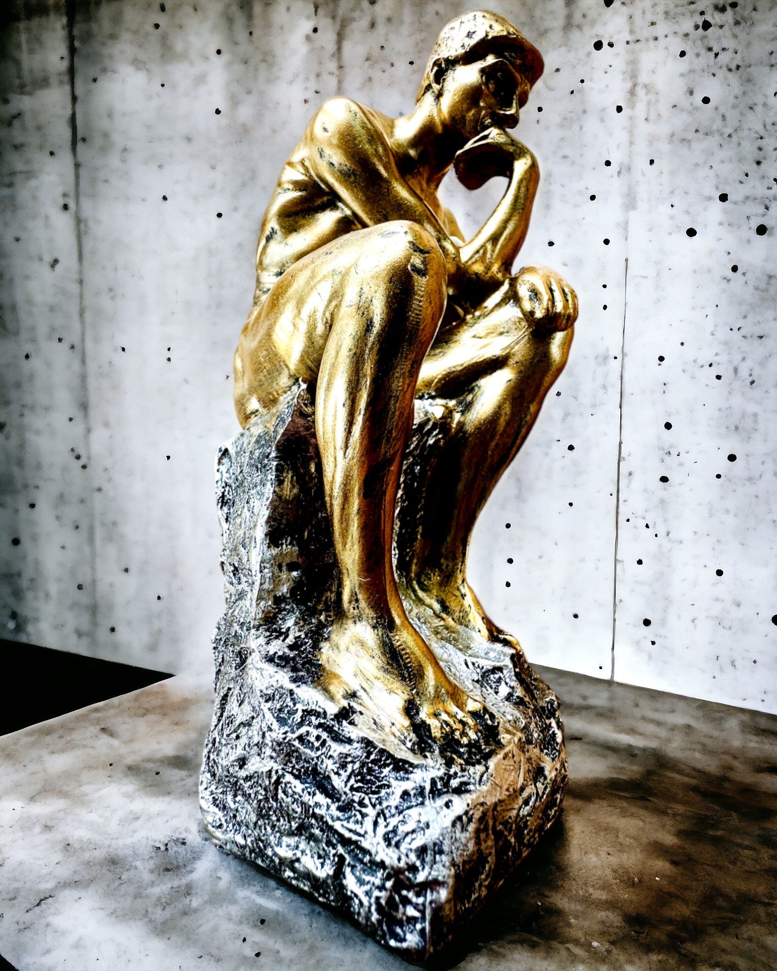 Pensatore Dorato - Statuetta in resina, personalizzazione con incisione