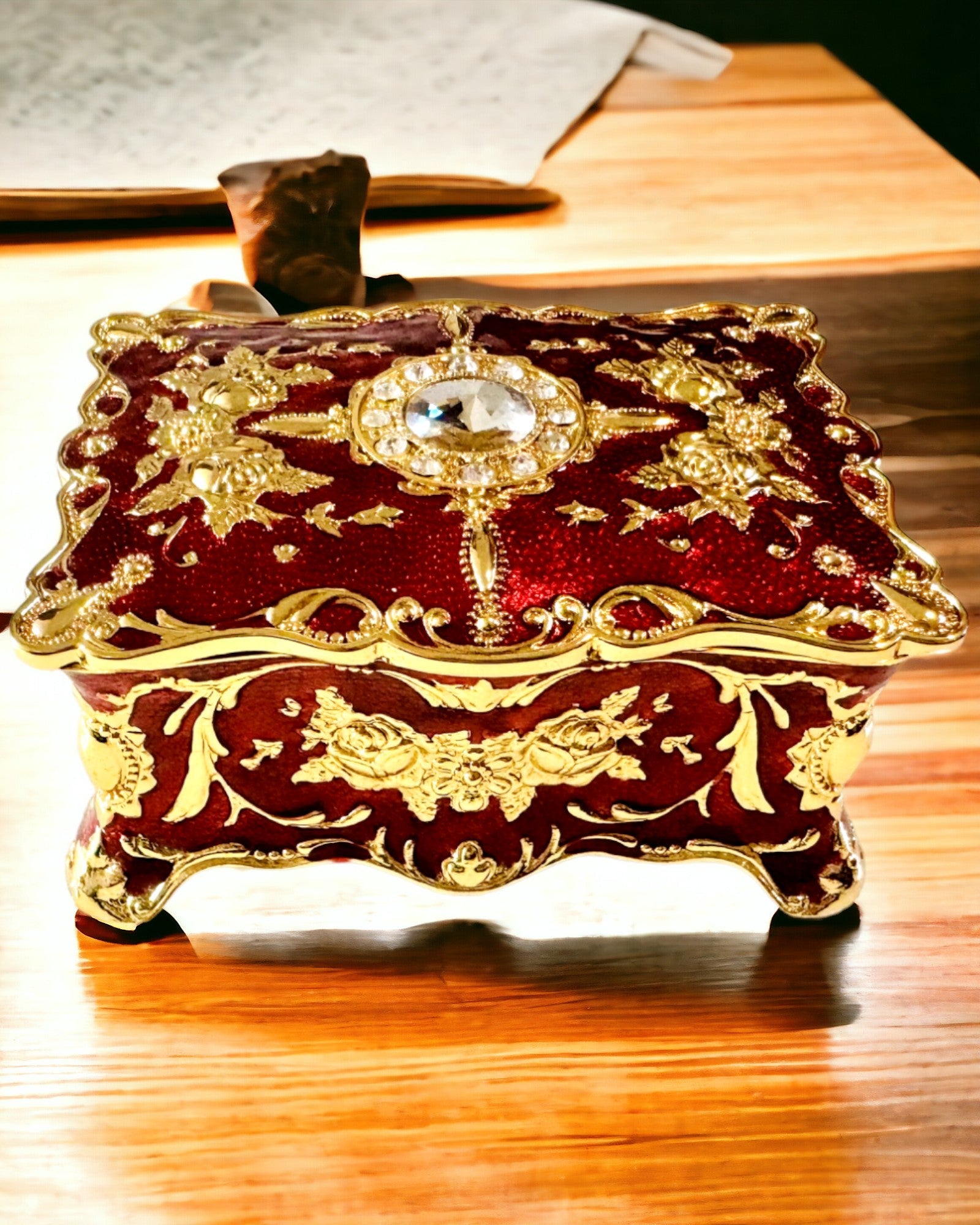 Scatola, Organizzatore per Gioielli in Stile Vintage – Scatoletta del Tesoro in Metallo con Elementi Decorativi