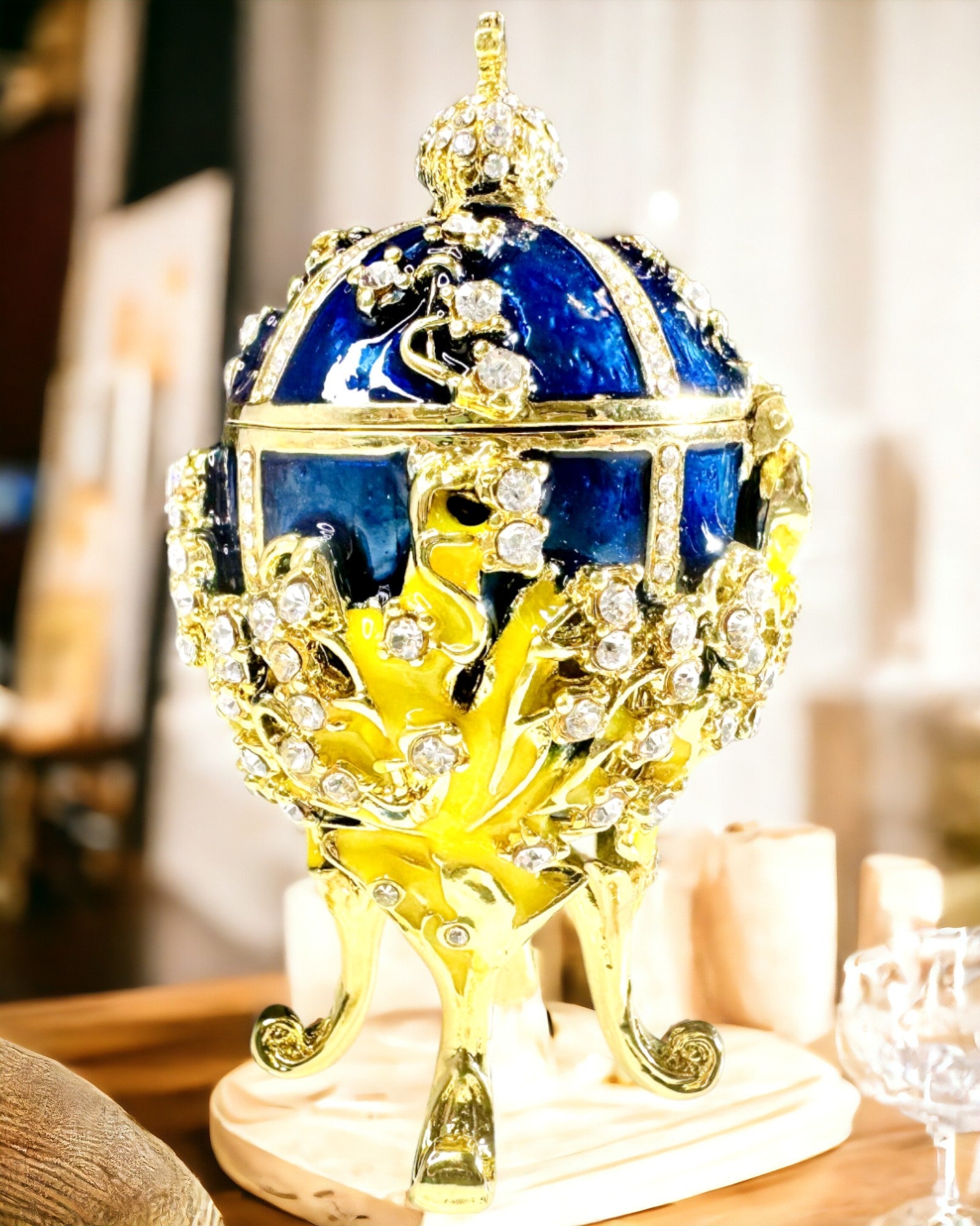 Scatola per Gioielli 'Uovo Imperiale' Faberge – Stile Vintage, Contenitore Decorativo per Accessori