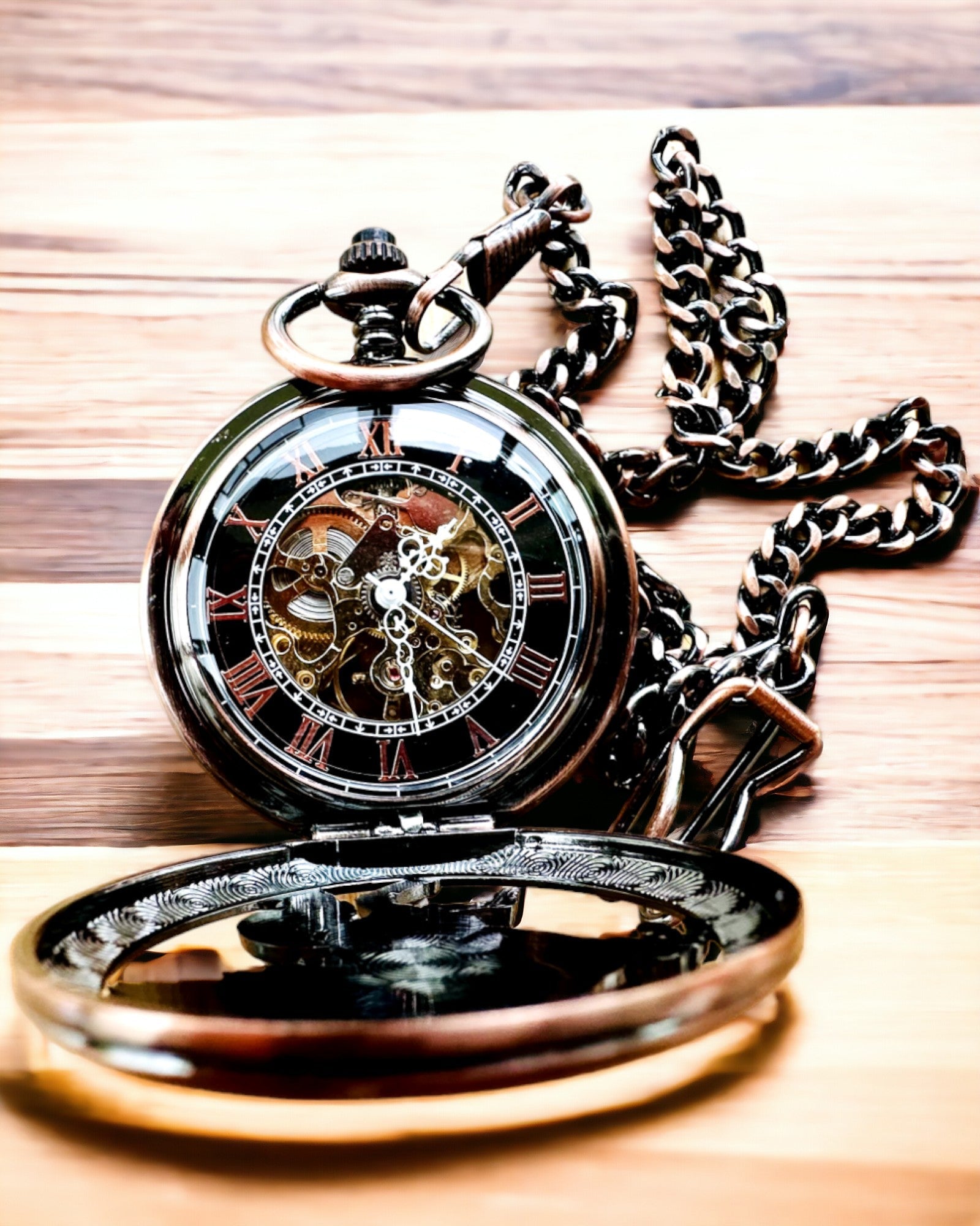 Orologio da Tasca "Equus Tempus" - Colore: Marrone, Oro Rosa con Motivo Cavallo, possibilità di personalizzazione con incisione