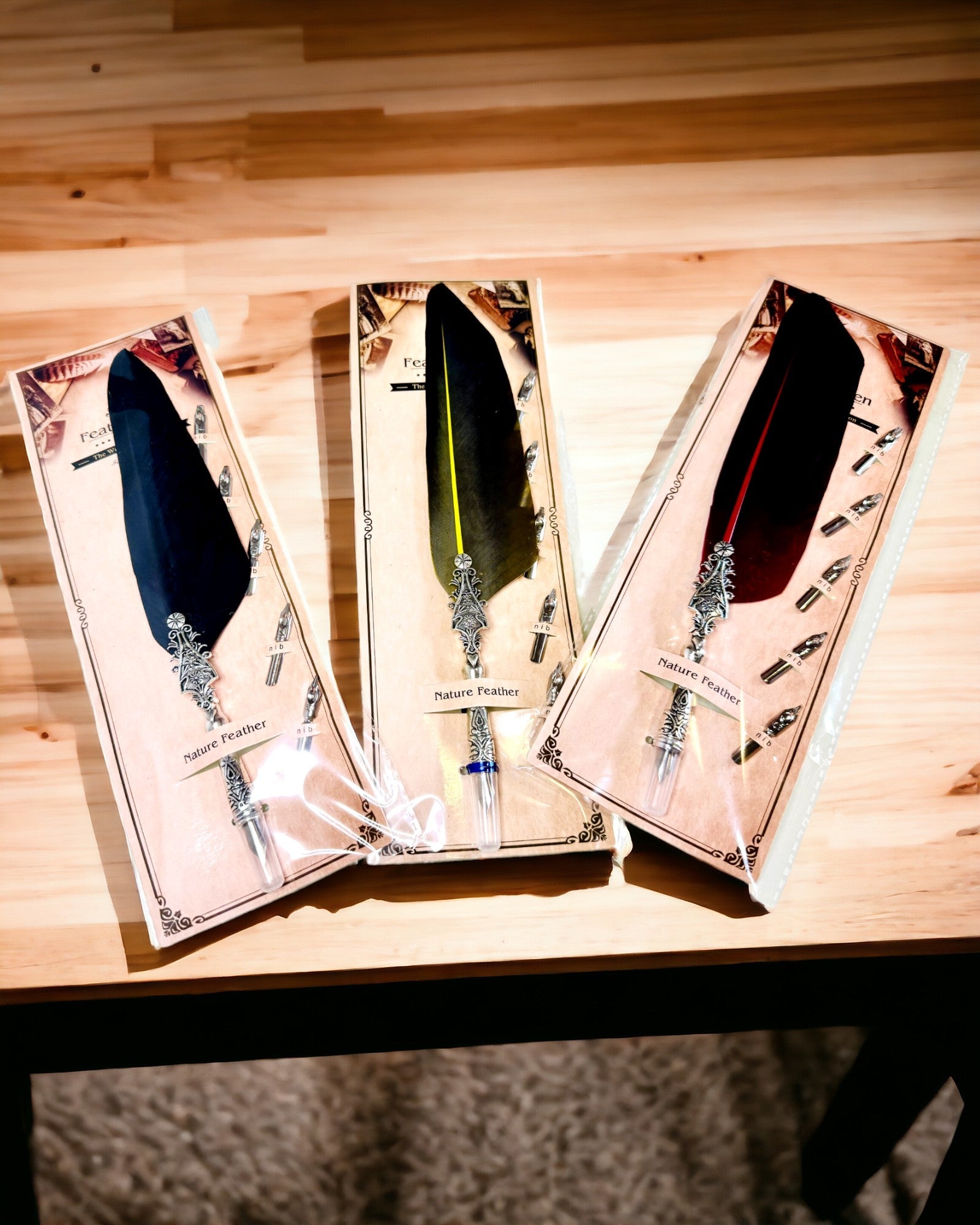 Penna per Calligrafia Vintage con Piuma d'Oca Naturale – Regalo Ideale per la Festa della Mamma o per l'Insegnante. Incisione