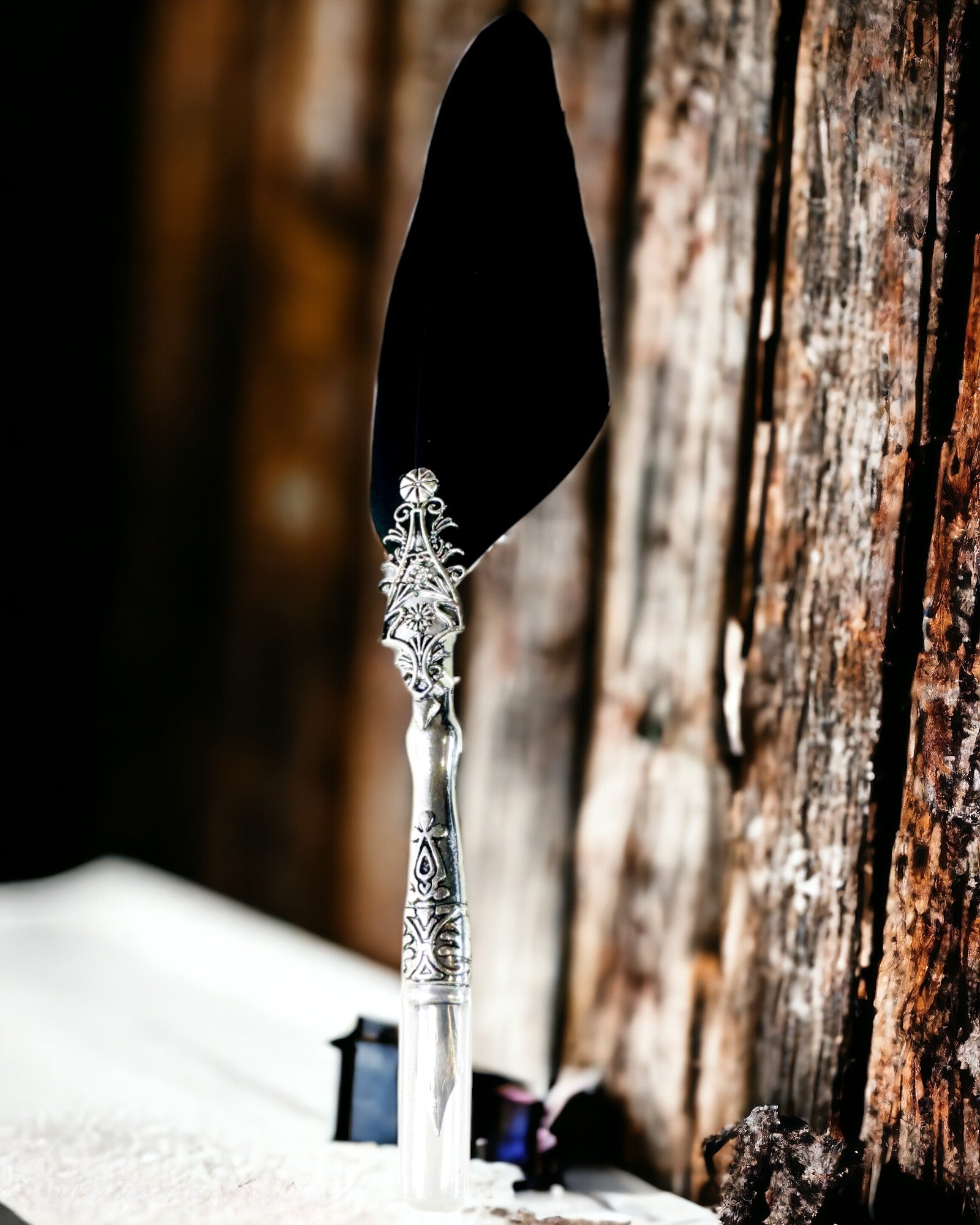 Penna per Calligrafia Vintage con Piuma d'Oca Naturale – Regalo Ideale per la Festa della Mamma o per l'Insegnante. Incisione