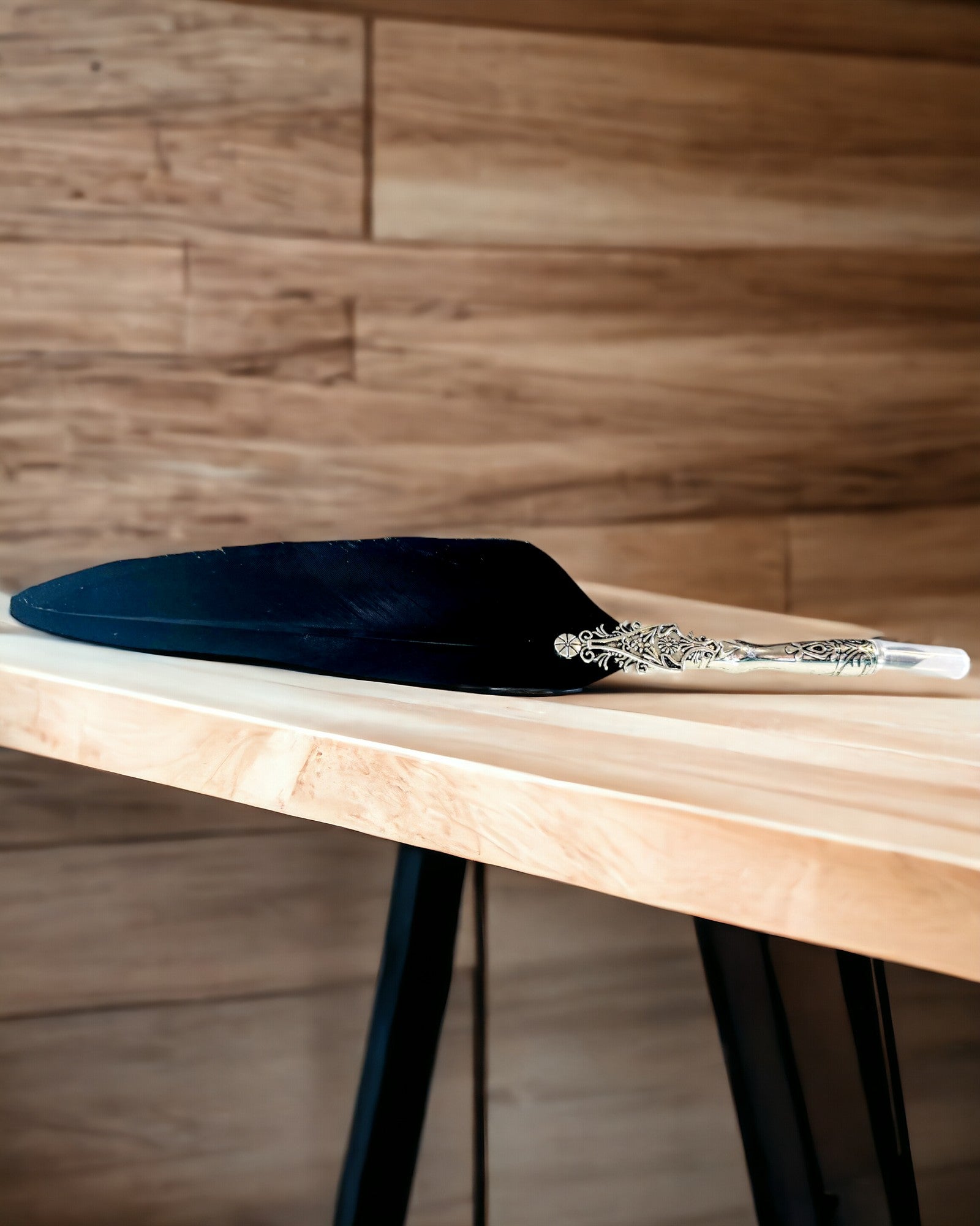 Penna per Calligrafia Vintage con Piuma d'Oca Naturale – Regalo Ideale per la Festa della Mamma o per l'Insegnante. Incisione