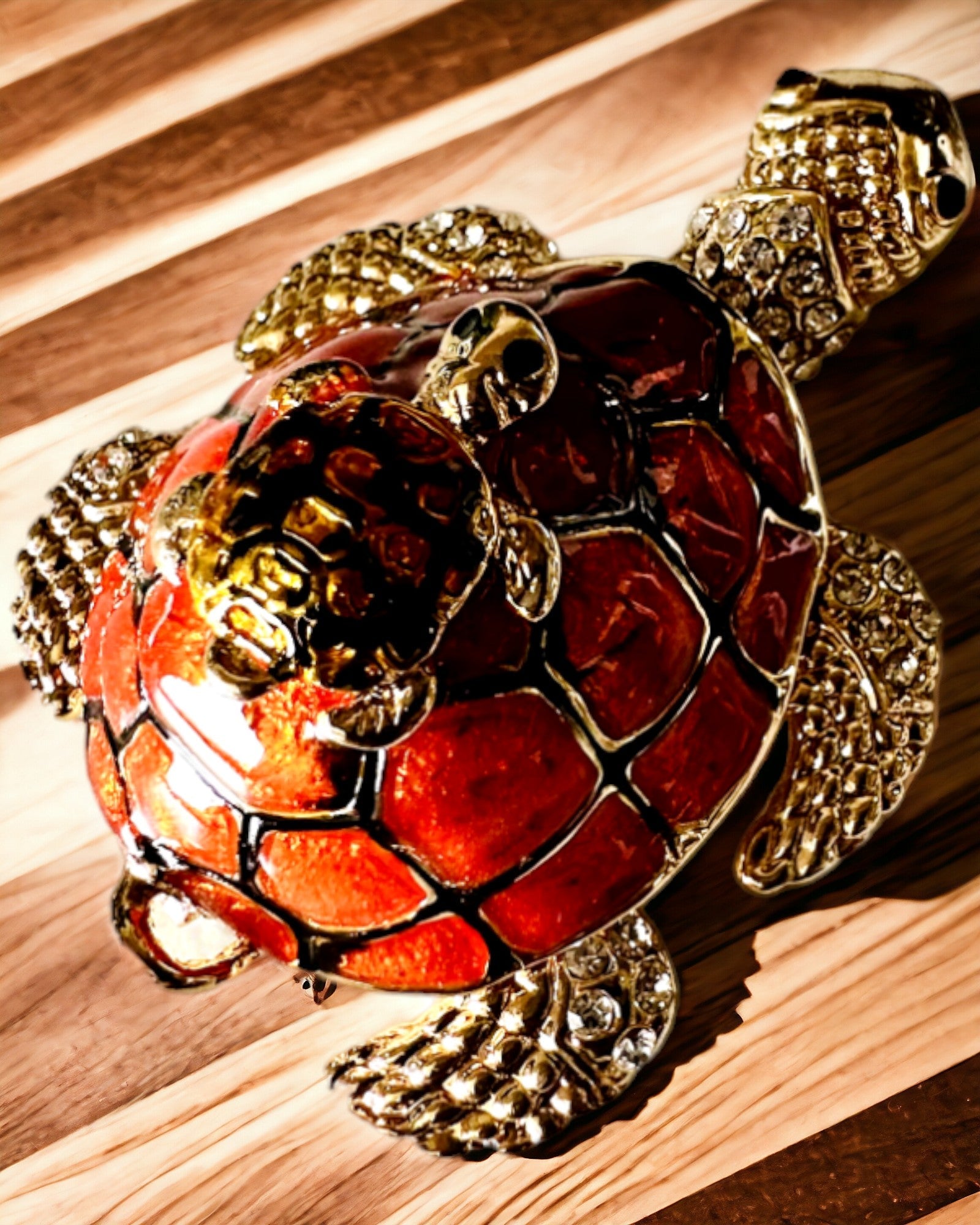 Szkatułka "Żółwiowa Rodzinka" - colore arancione, personalizzazione con incisione