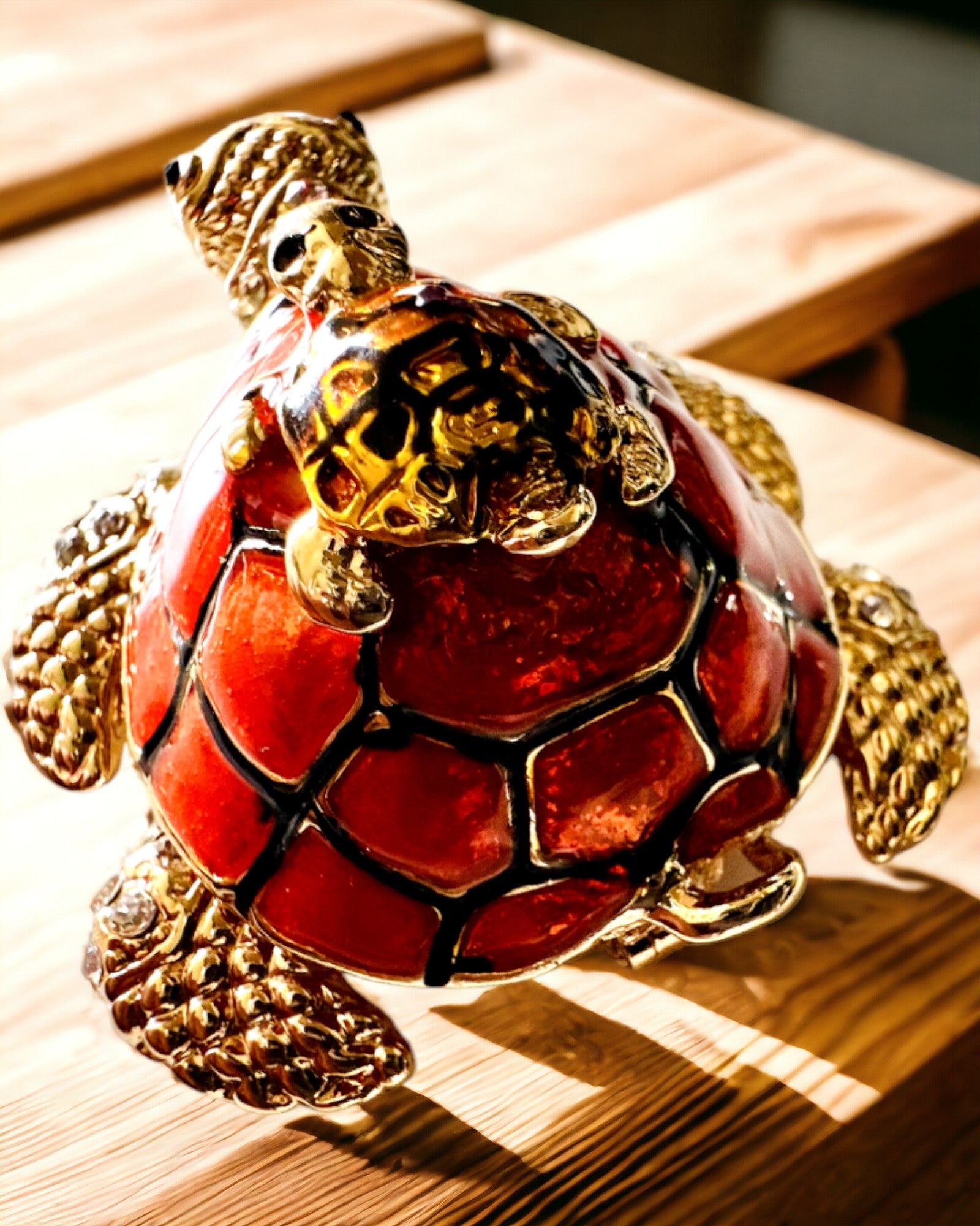 Szkatułka "Żółwiowa Rodzinka" - colore arancione, personalizzazione con incisione