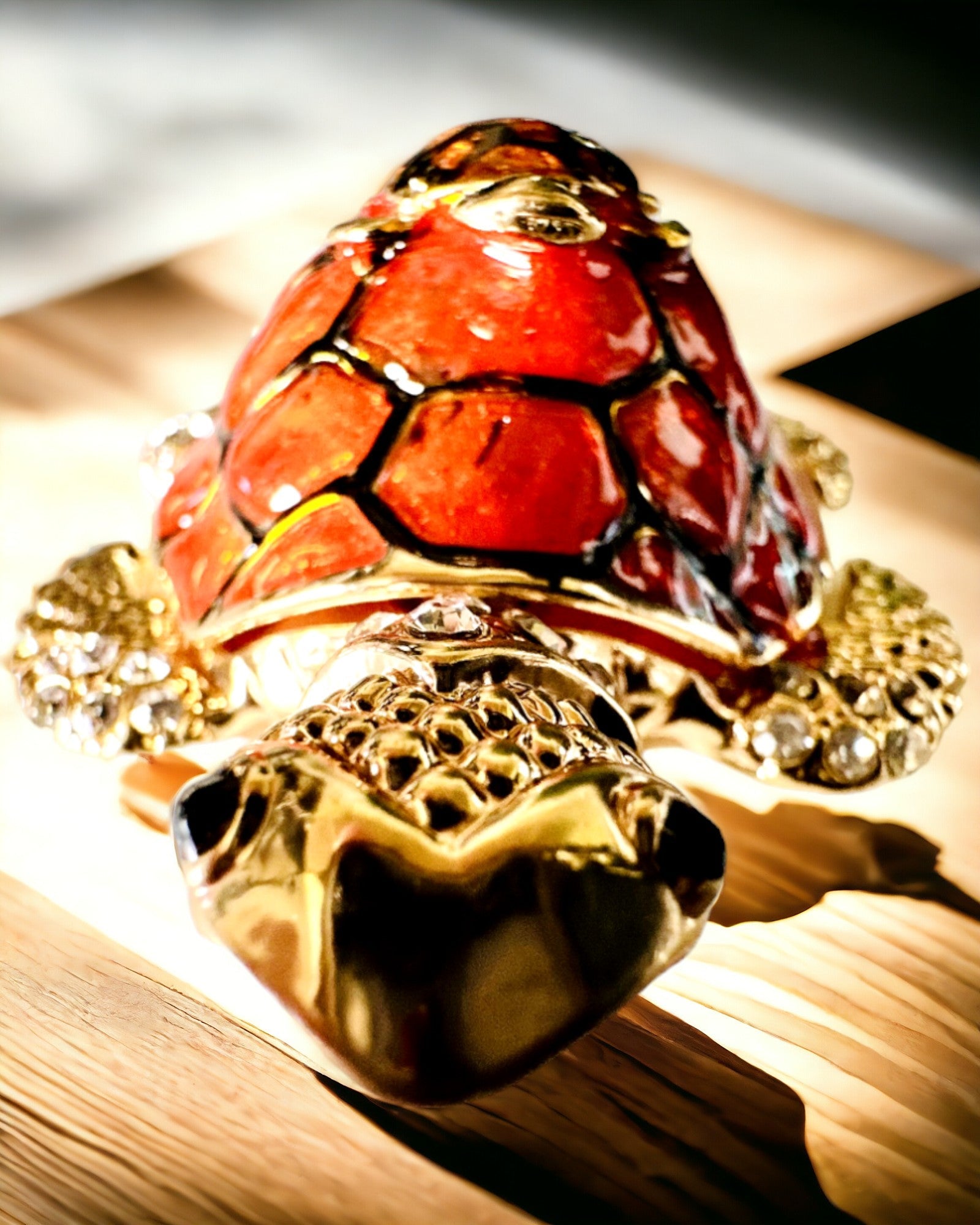 Szkatułka "Żółwiowa Rodzinka" - colore arancione, personalizzazione con incisione