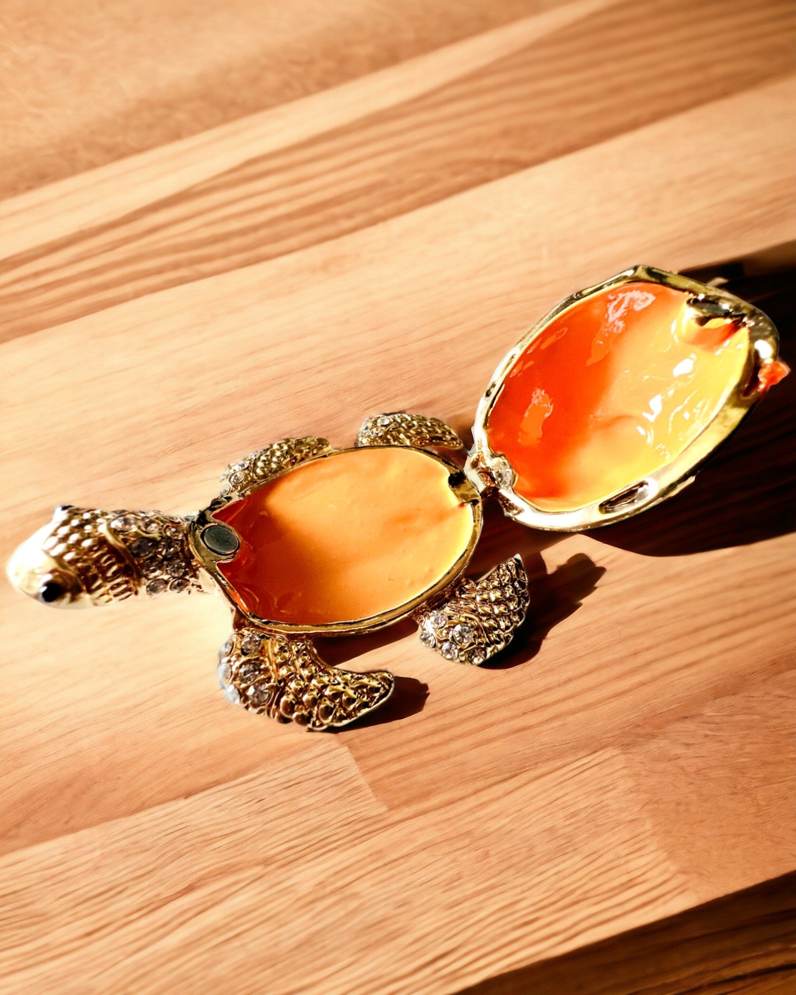 Szkatułka "Żółwiowa Rodzinka" - colore arancione, personalizzazione con incisione