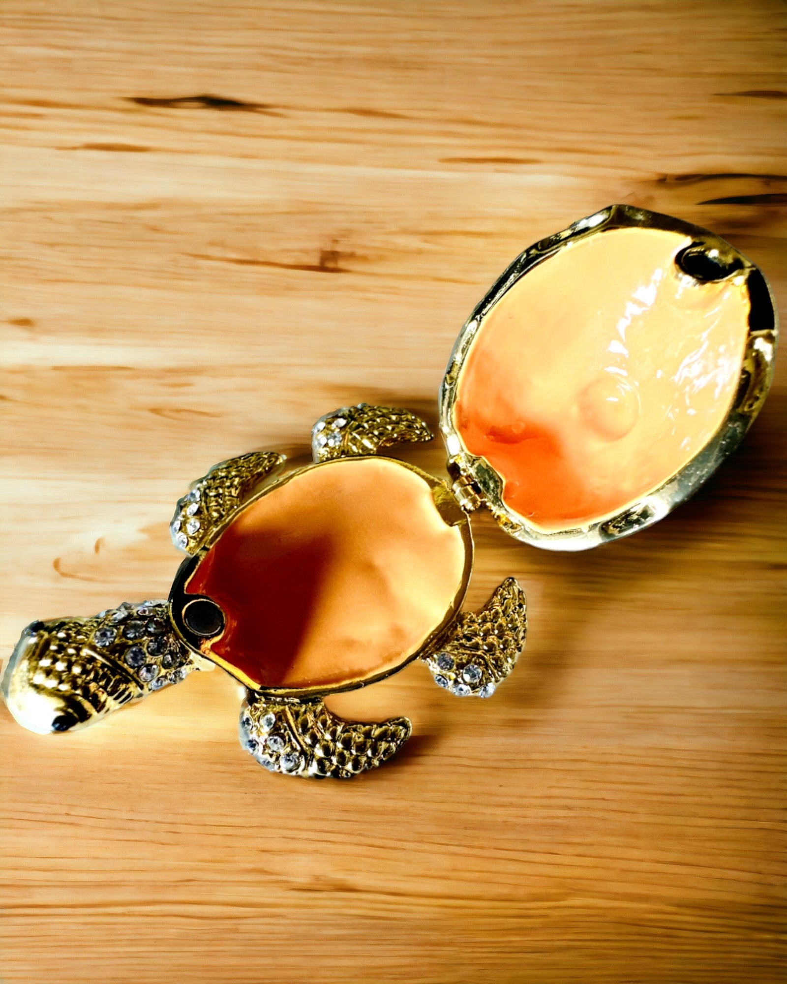 Szkatułka "Żółwiowa Rodzinka" - colore arancione, personalizzazione con incisione