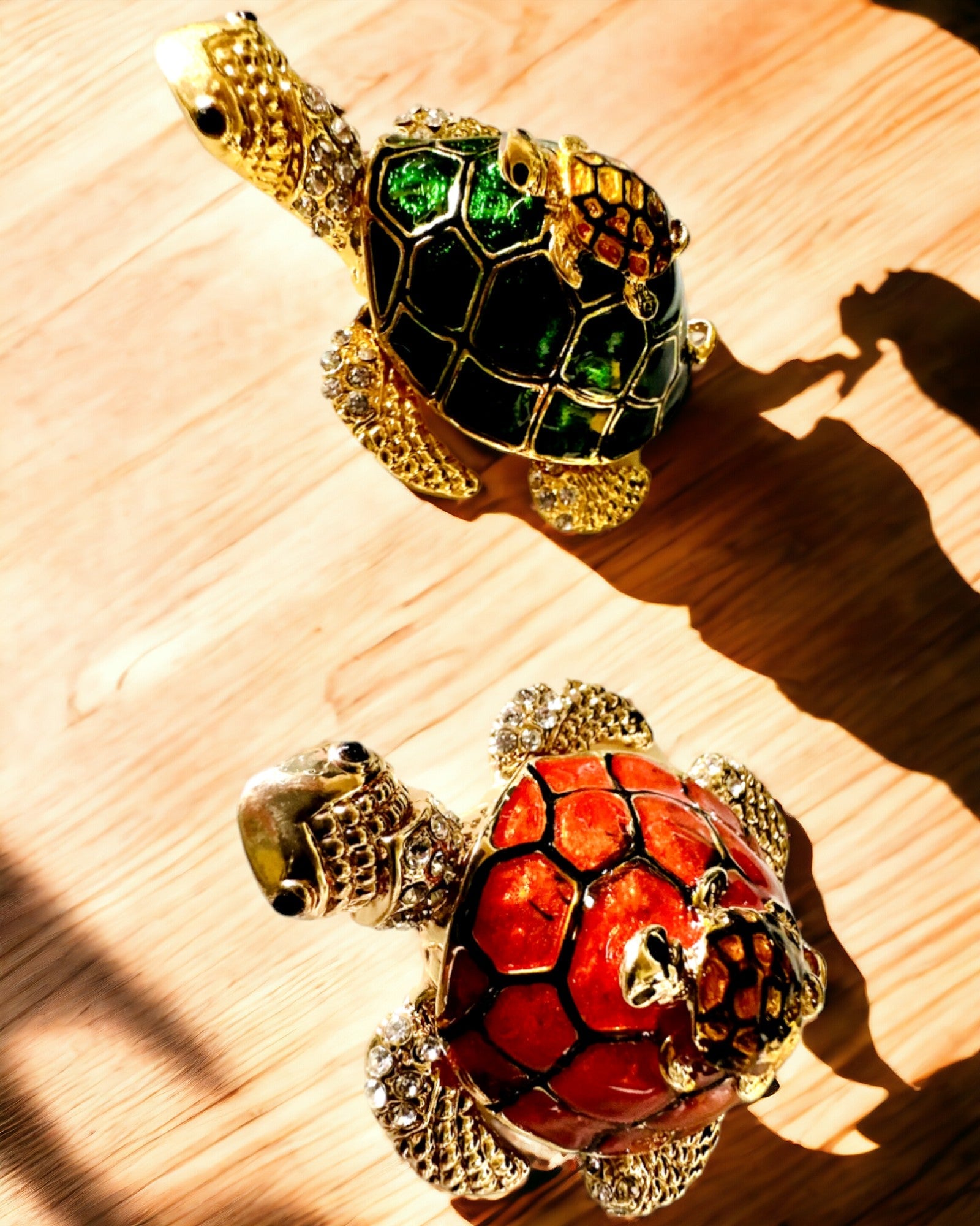 Szkatułka "Żółwiowa Rodzinka" - colore arancione, personalizzazione con incisione