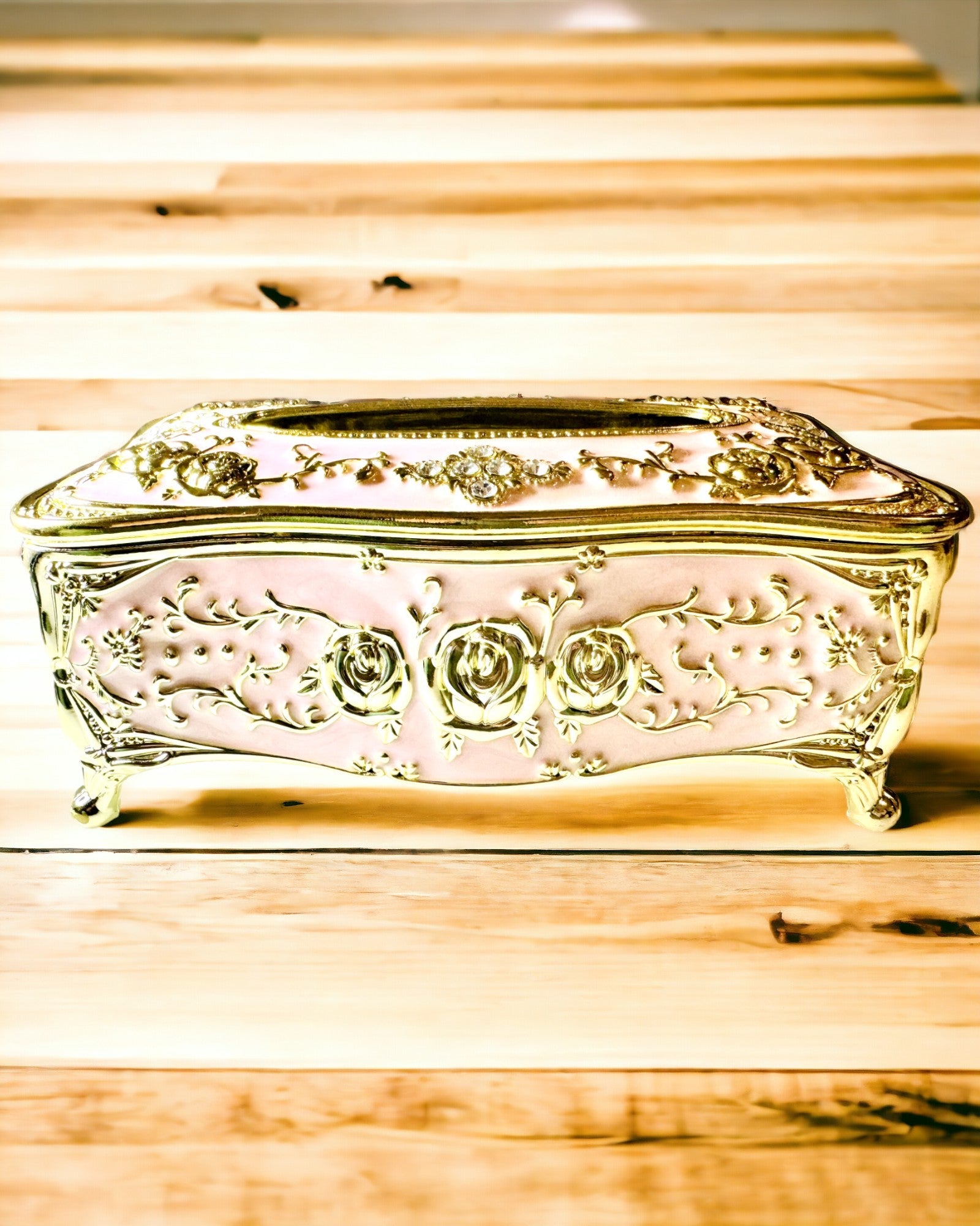 Elegante Scatola Rosa per Fazzoletti con Rose in Rilievo – Tocco di Lusso per Salotto, Hotel o Club