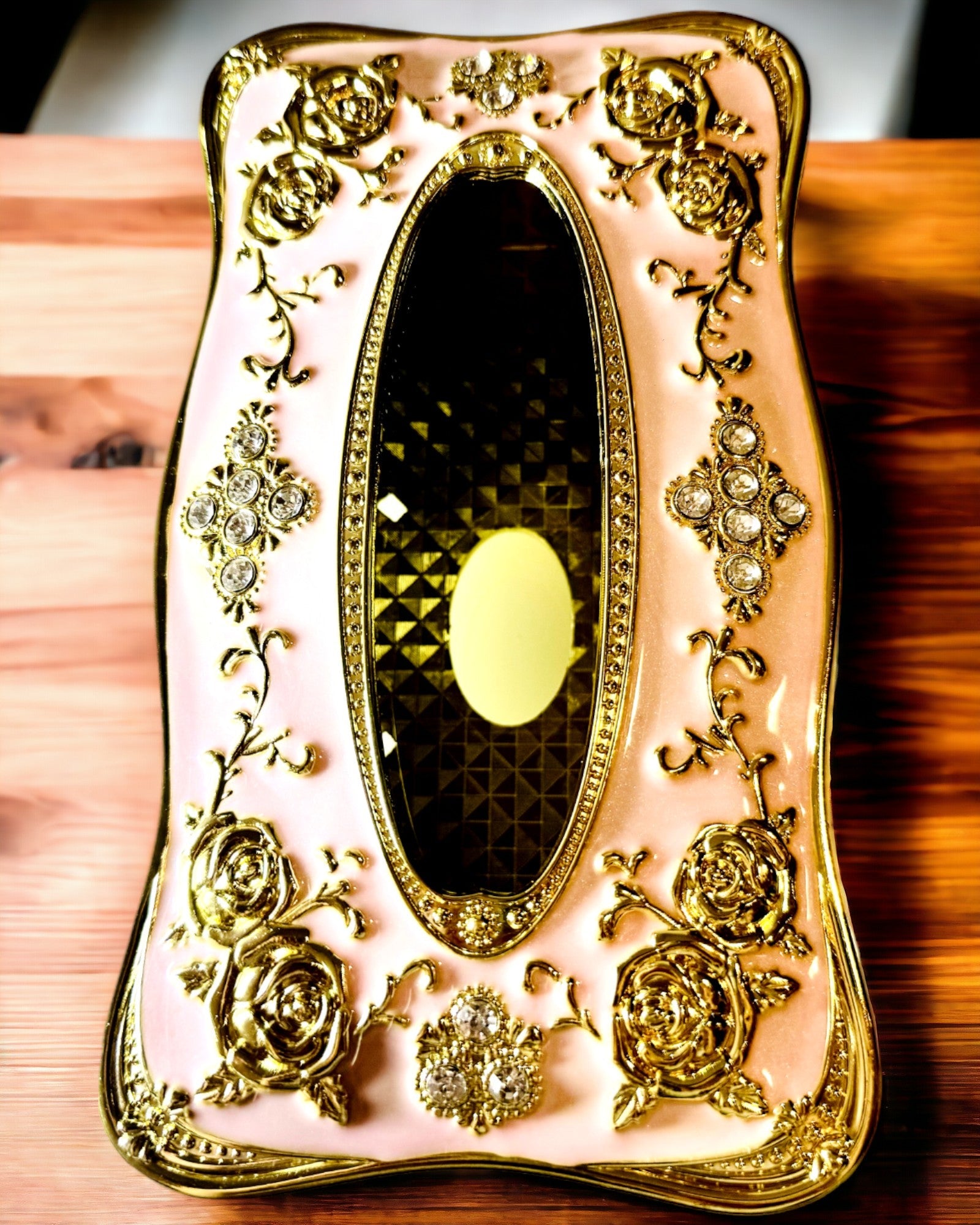 Elegante Scatola Rosa per Fazzoletti con Rose in Rilievo – Tocco di Lusso per Salotto, Hotel o Club