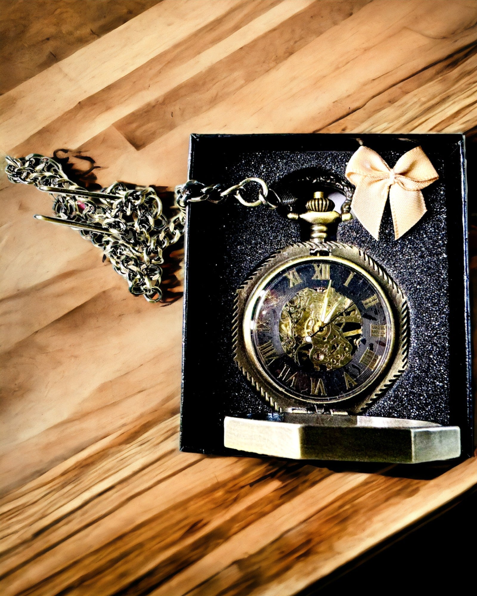 Orologio da Tasca Meccanico in Stile Steampunk Ottagonale Classico Colore Marrone - Senza Tempo