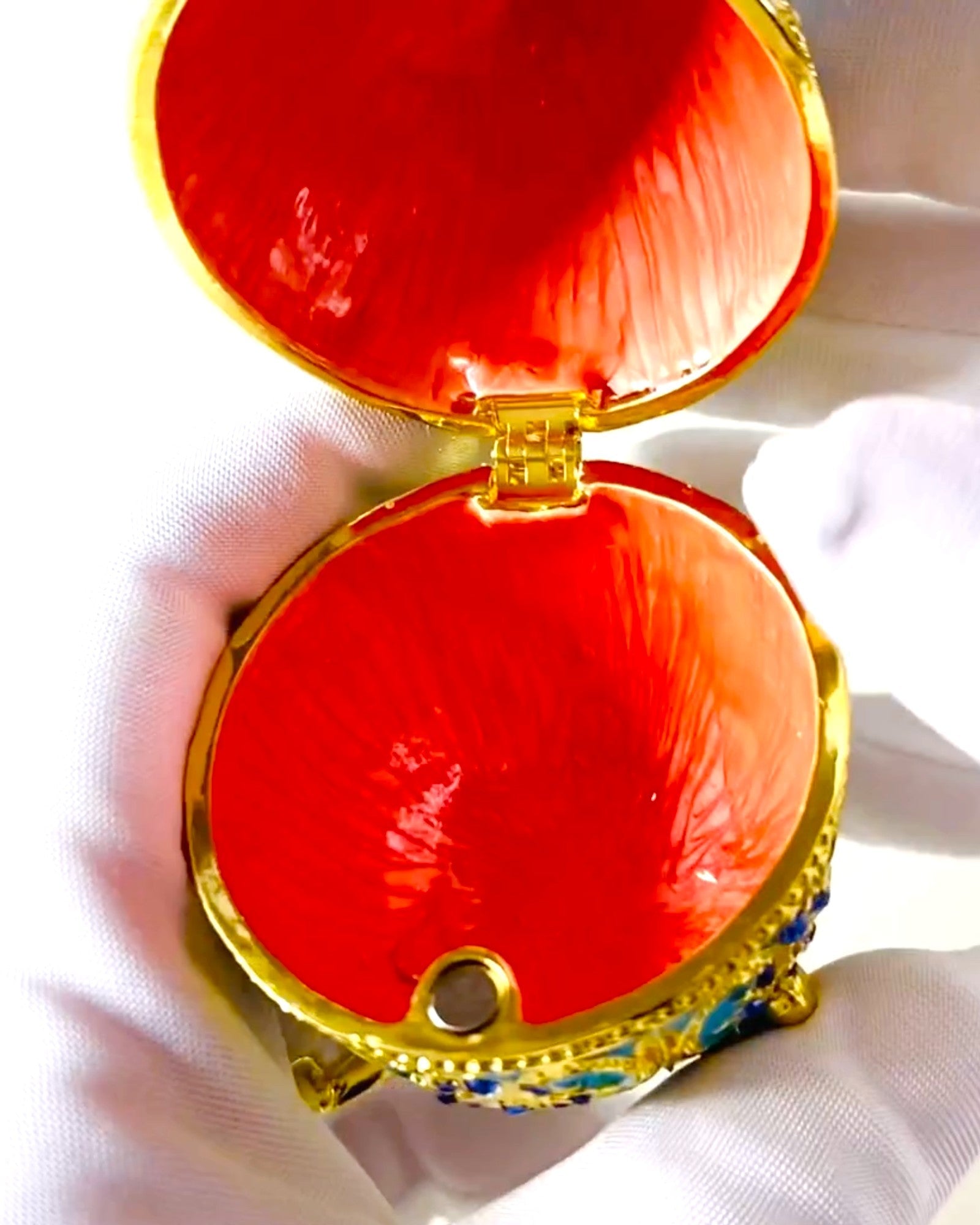 Uovo Fabergé Celestiale – Organizzatore di Gioielli Smaltato - colore cielo blu. Personalizzazione con incisione