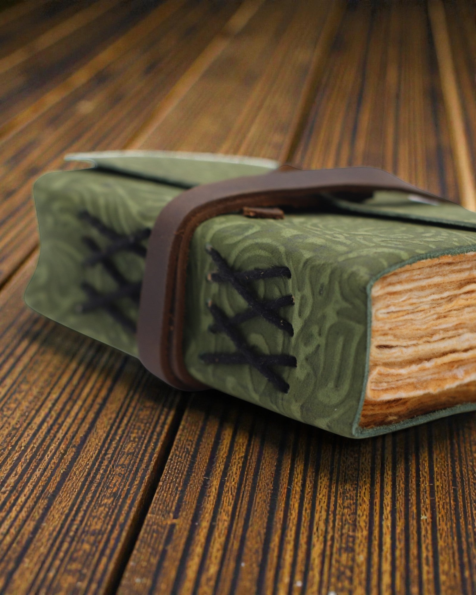 Green Maze Vintage – taccuino in pelle con pagine anticate 12,7 × 8,9 cm