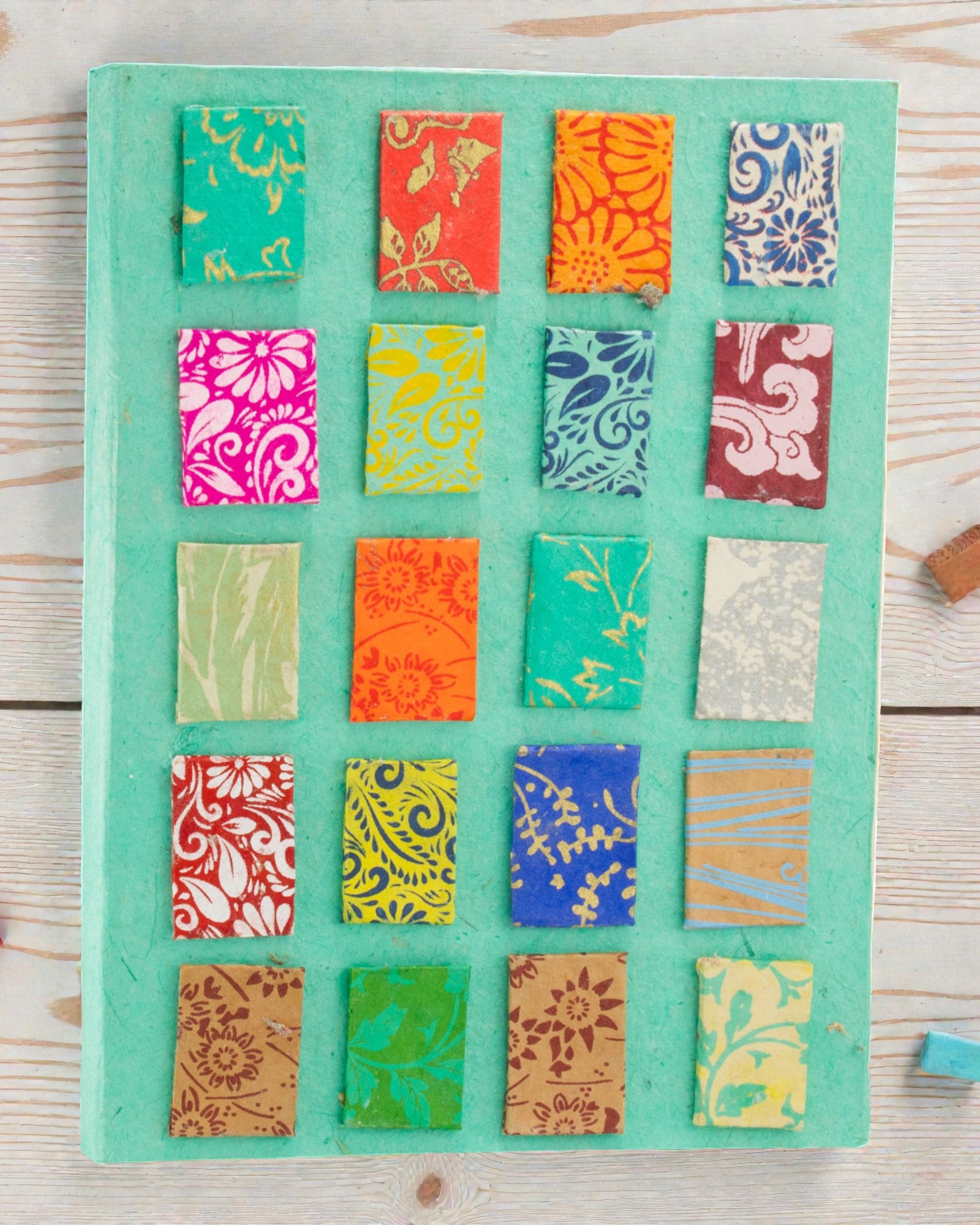 Taccuino artistico Lokta Mosaico – mini piastrelle turchesi (45 fogli, 21 x 15 cm)