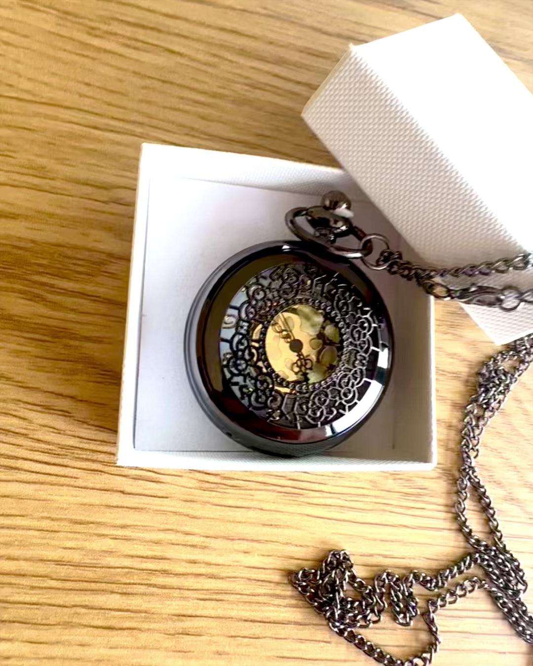 Orologio da Tasca Nero "Midnight Elegance", personalizzazione per regalo con incisione