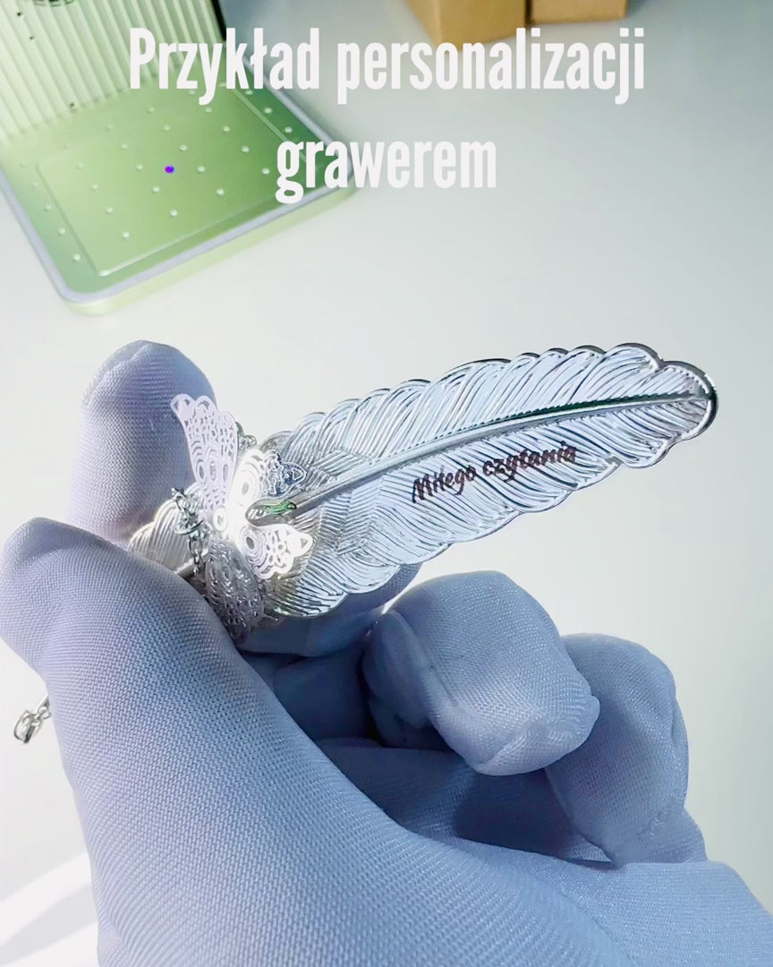 Segnalibro Creativo in Stile Retrò con Motivo di Piuma e Farfalla – Elegante Regalo per mamma, insegnante, Promozionale, Colore Argento/rosa