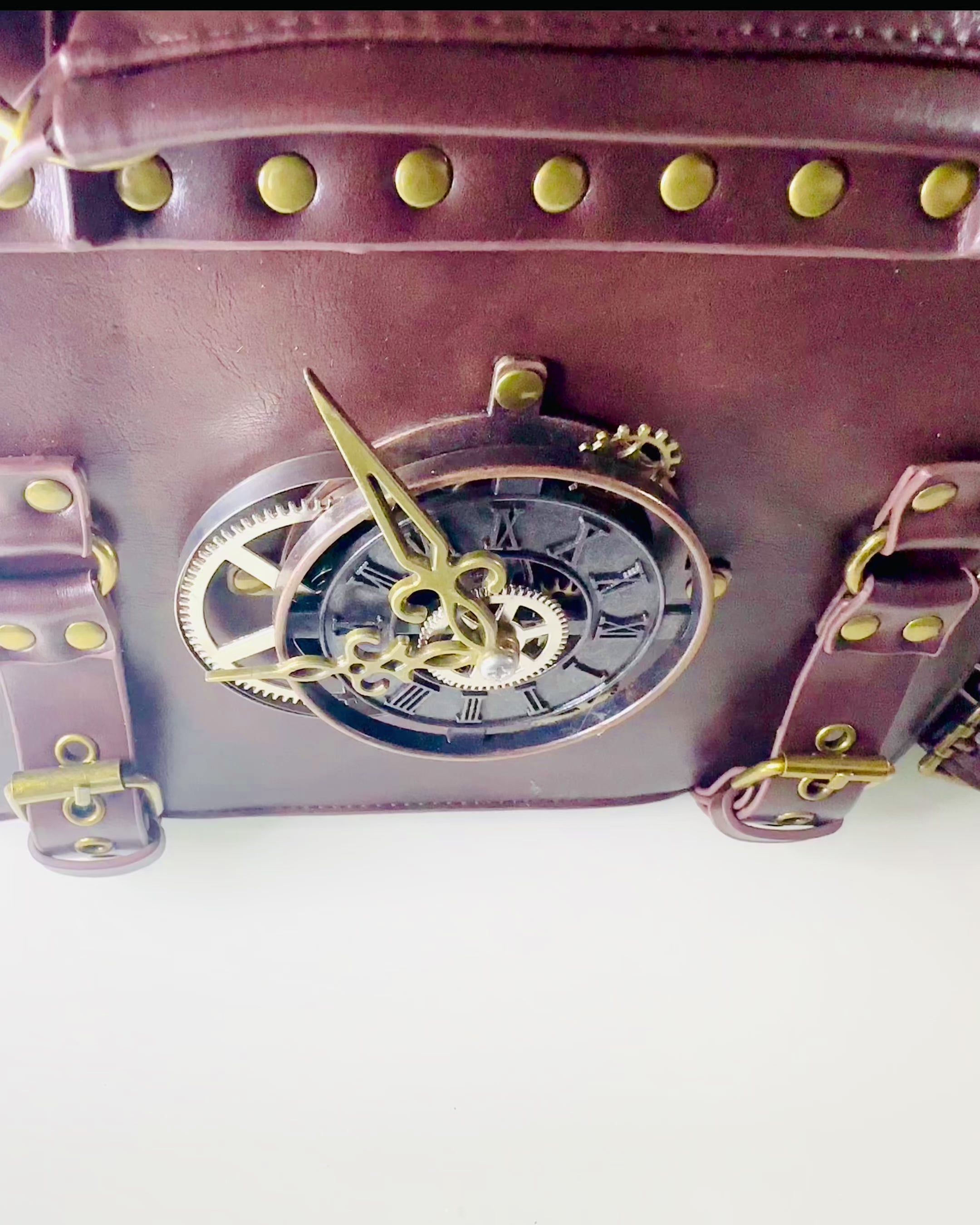 Borsa a Tracolla con Motivo Orologio Vintage - Versatile Borsa a Mano Satchel con Texture in Pelle PU