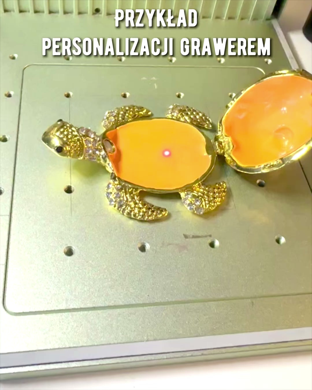 Szkatułka "Żółwiowa Rodzinka" - colore verde, personalizzazione con incisione