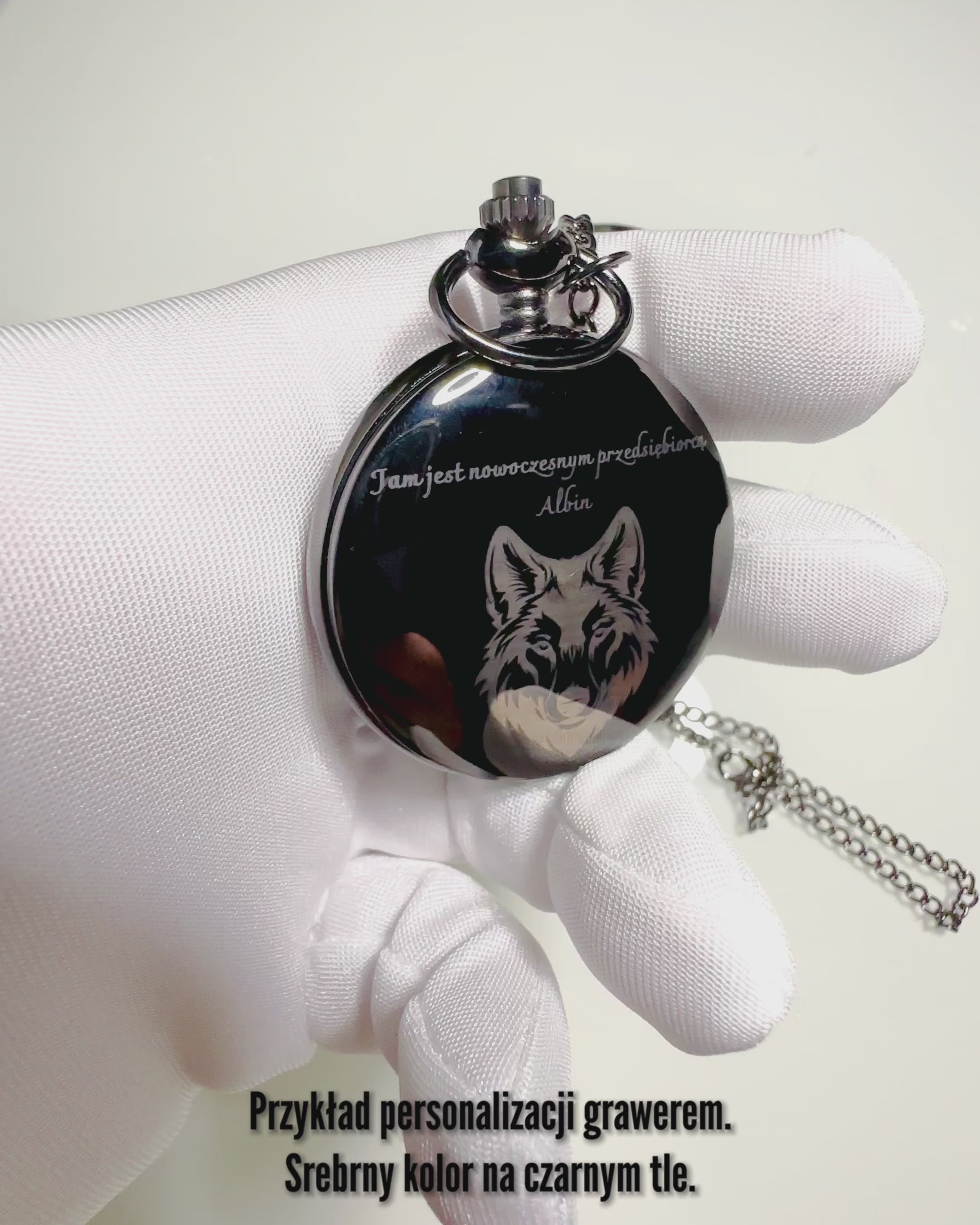Orologio da Tasca Meccanico Classico con Doppia Copertura – Manuale, Nero, personalizzazione con incisione