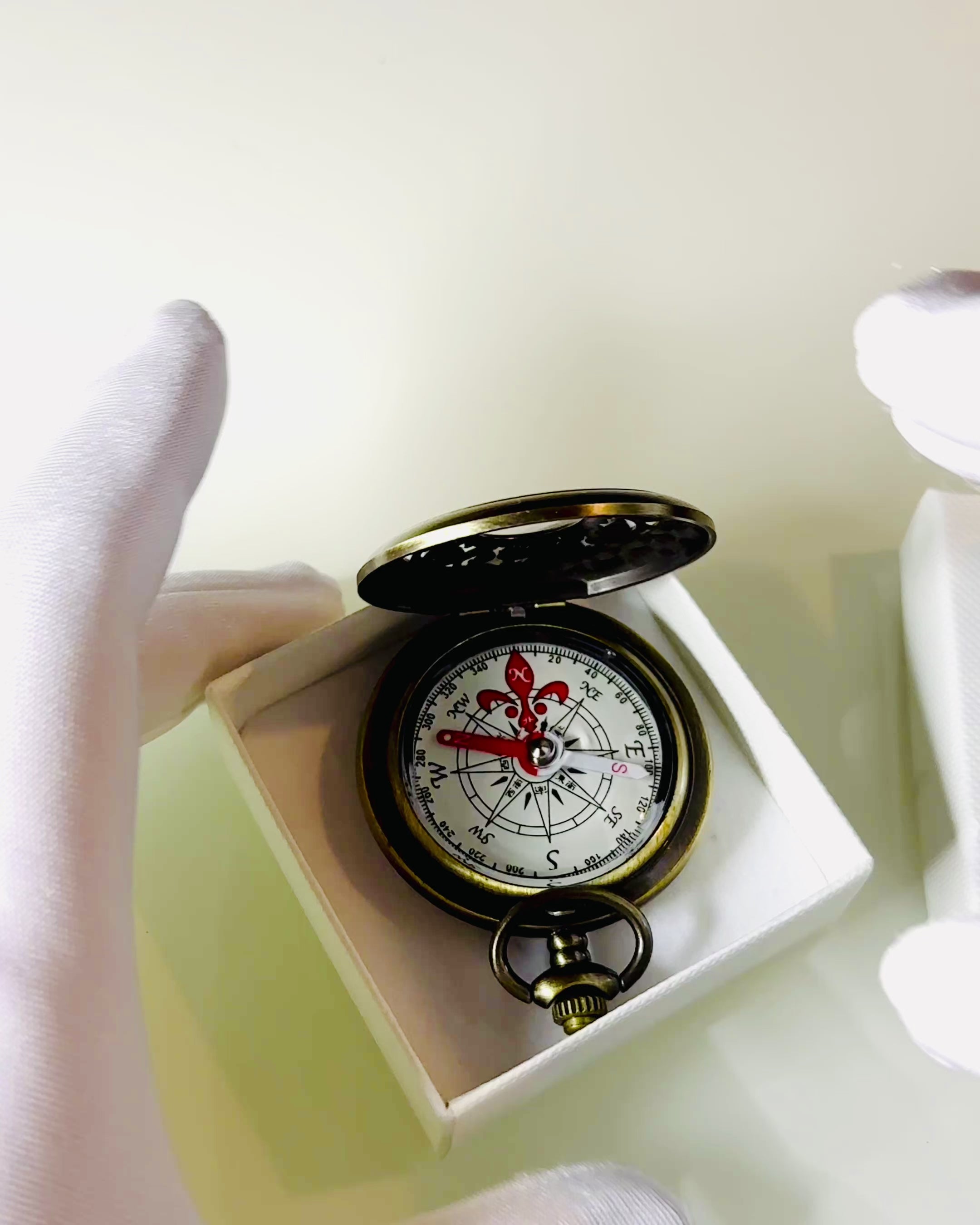 Bussola da Navigazione in Stile Vintage con Motivo Trafitto – colore marrone-oro