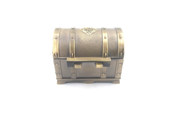 Forziere del Tesoro in Metallo Retrò con Incisione - cofanetto dorato 7x5x5 cm