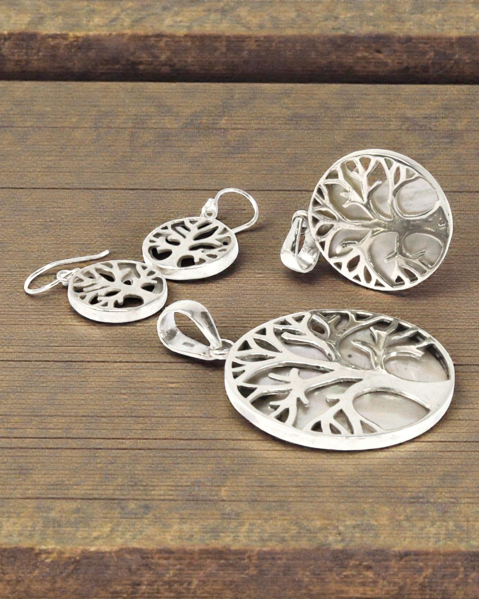 Ciondolo in argento Albero della Vita 30 mm – Mother of Pearl Pure Light