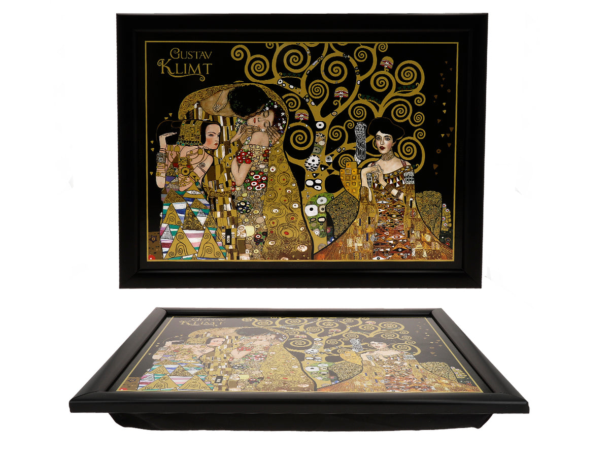Supporto per laptop G. Klimt, Il bacio (CARMANI), personalizzabile con incisione, ideale come regalo, dimensioni 30.5x40.5cm, elegante e comodo per lavorare sulle ginocchia