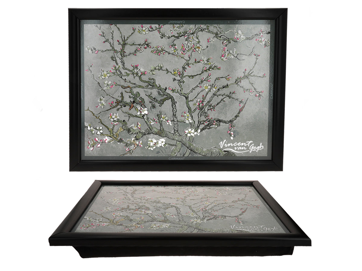 Supporto per laptop V. van Gogh, Ramo di mandorlo in fiore, grigio, 30.5x40.5cm, personalizzabile con incisione