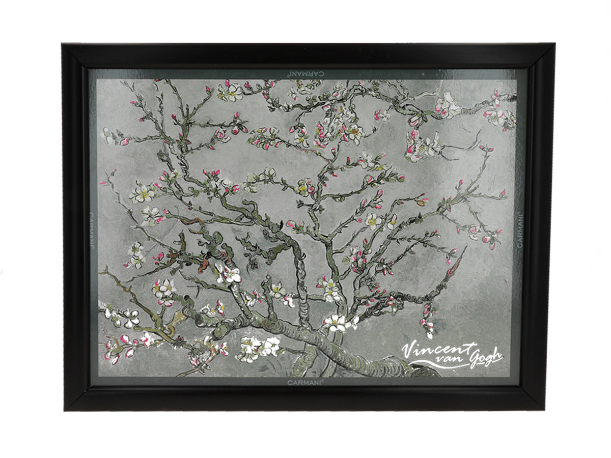 Supporto per laptop V. van Gogh, Ramo di mandorlo in fiore, grigio, 30.5x40.5cm, personalizzabile con incisione