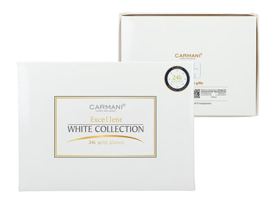 Set di 6 cucchiaini rivestiti in oro 24K Occhietti bianchi CARMANI, personalizzabile con incisione - regalo elegante per ogni occasione, dimensioni 13 cm