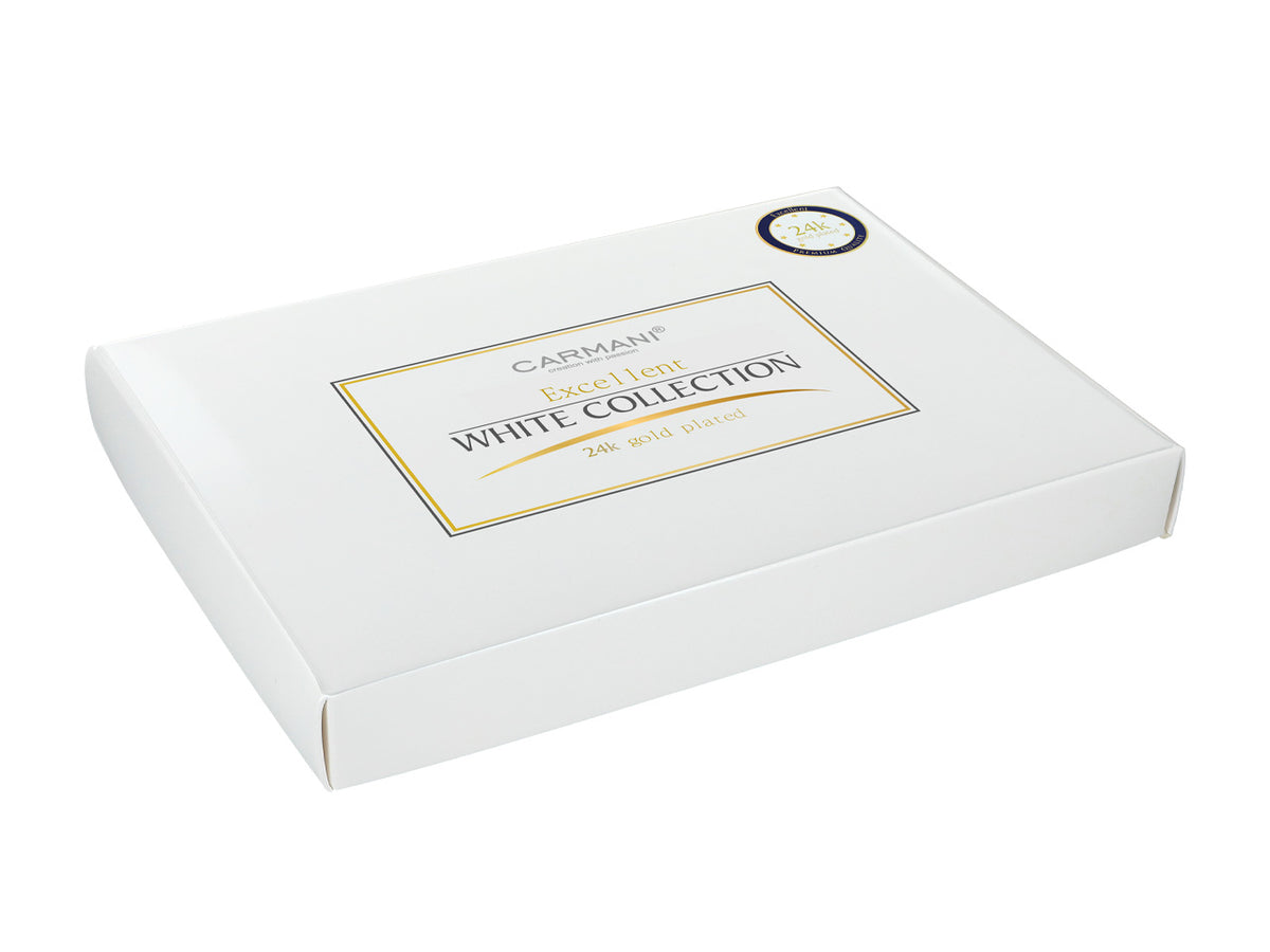 Set di 6 cucchiaini rivestiti in oro 24K Occhietti bianchi CARMANI, personalizzabile con incisione - regalo elegante per ogni occasione, dimensioni 13 cm