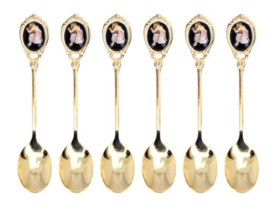 Set di 6 cucchiaini rivestiti in oro 24K con motivo greco
