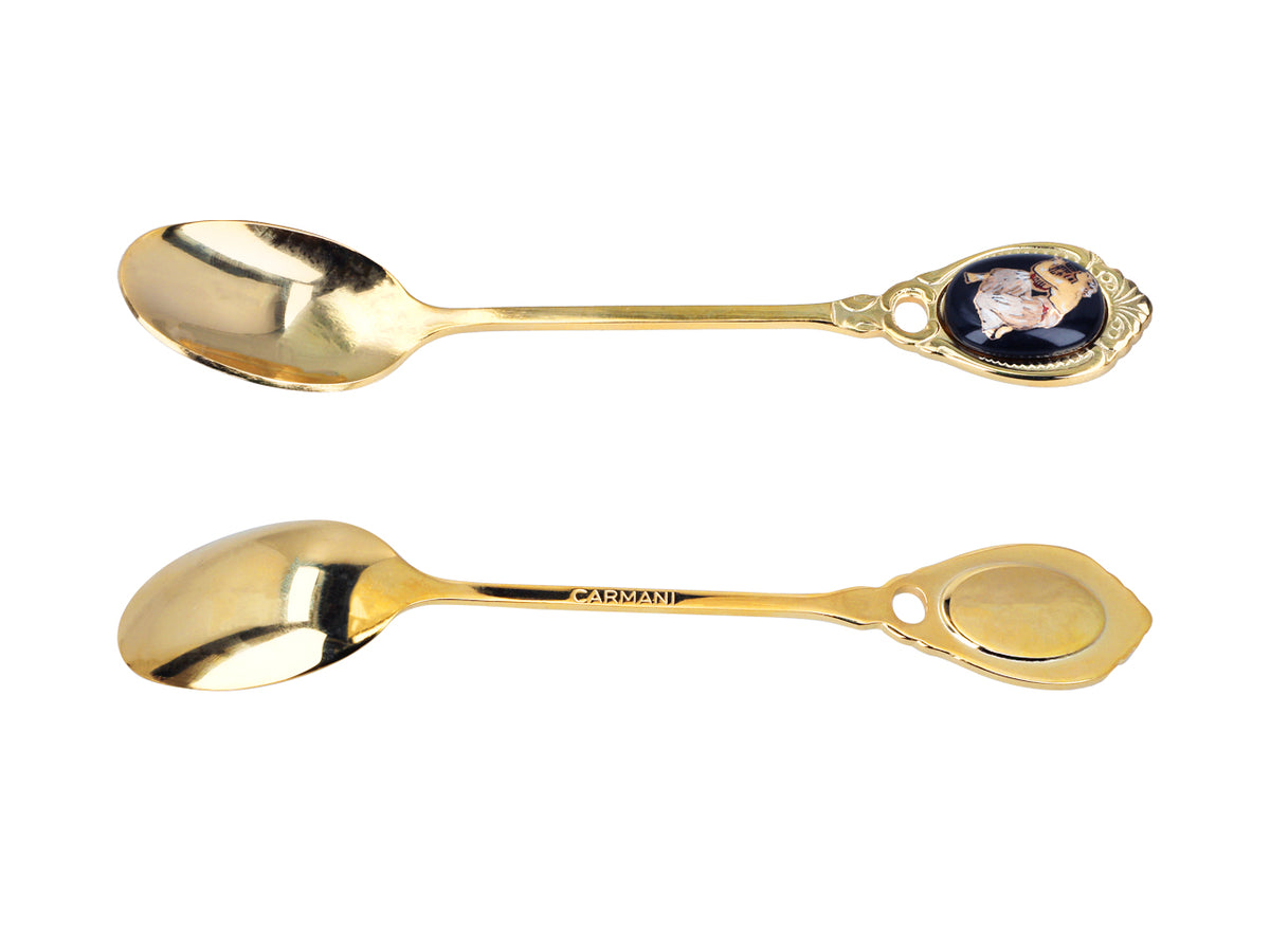 Set di 6 cucchiaini rivestiti in oro 24K con motivo greco