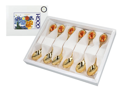 Set di 6 cucchiaini dorati con motivo dei Girasoli di Vincent van Gogh