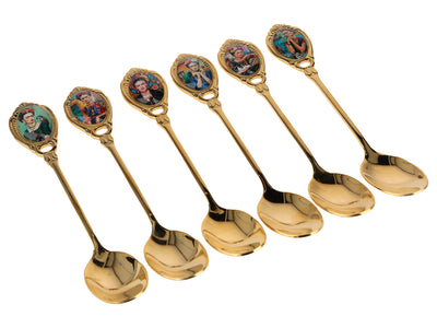Set di 6 cucchiaini rivestiti in oro 24K F. Kahlo, personalizzabile con incisione - elegante posata da regalo, 13 cm, CARMANI