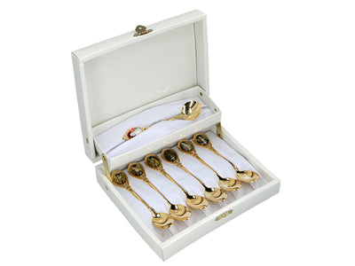 Set di 6 cucchiaini rivestiti in oro 24K con 1 cucchiaino da zucchero