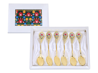 Set di 6 cucchiaini, cucchiaini rivestiti in oro 24K