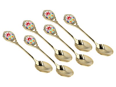 Set di 6 cucchiaini, cucchiaini rivestiti in oro 24K