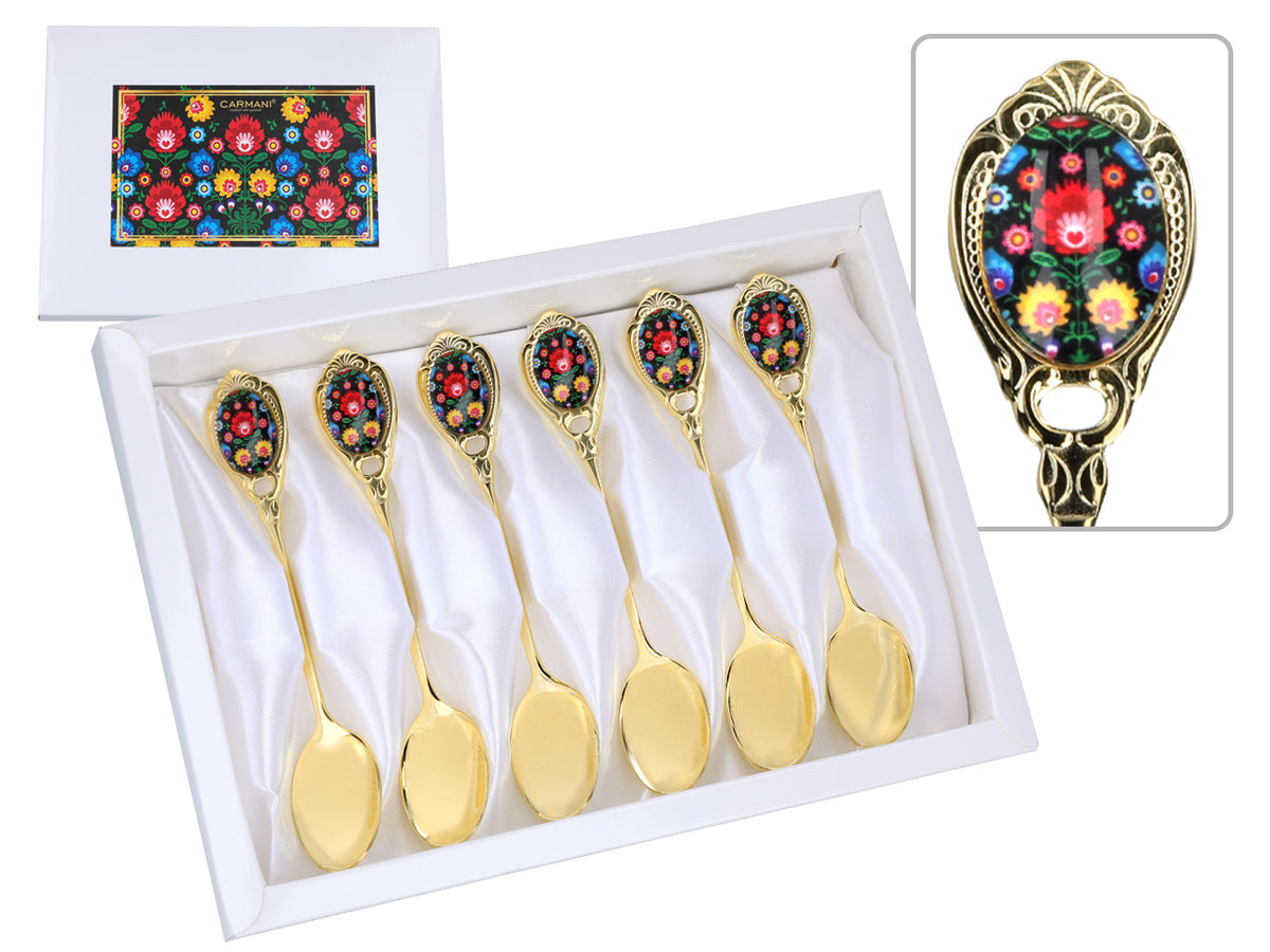 Cucchiaini Kujawskie rivestiti in oro 24K, neri