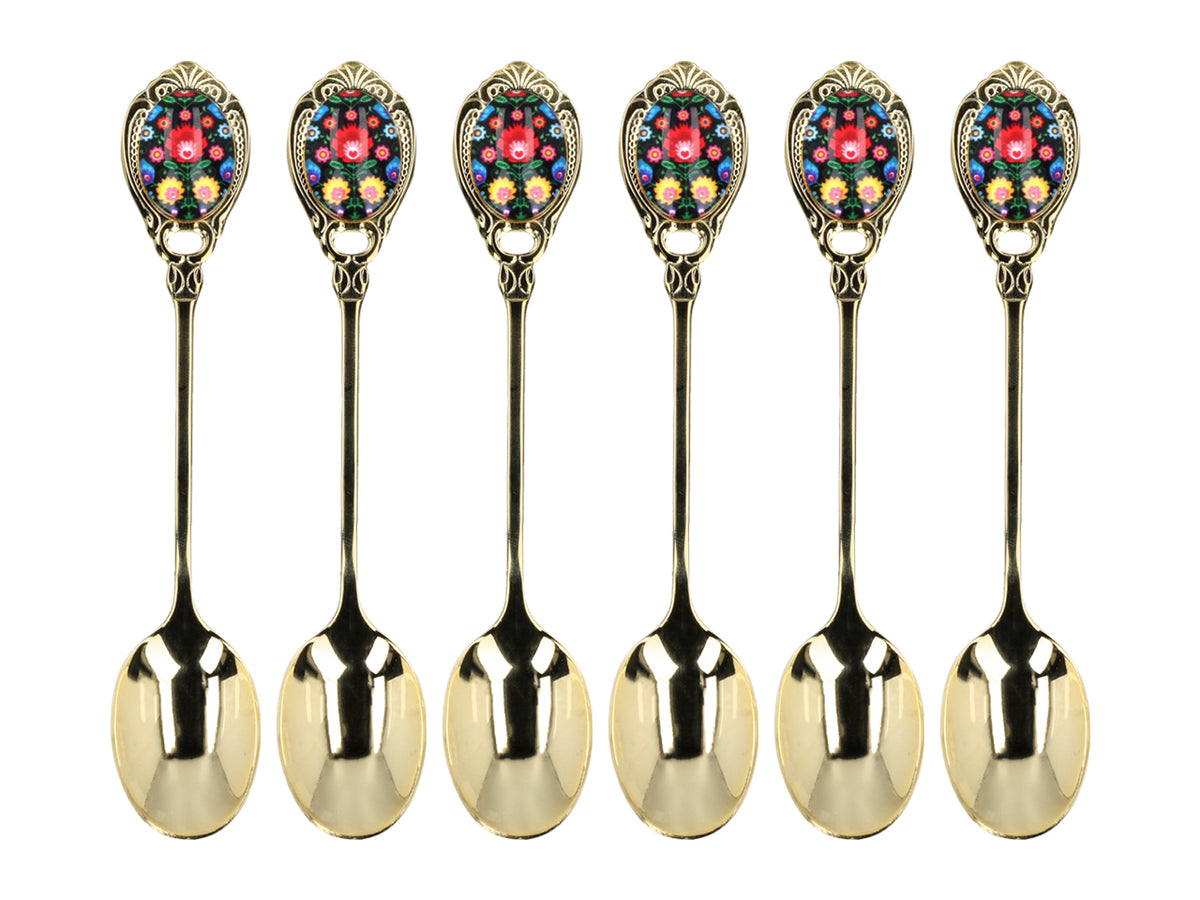 Cucchiaini Kujawskie rivestiti in oro 24K, neri